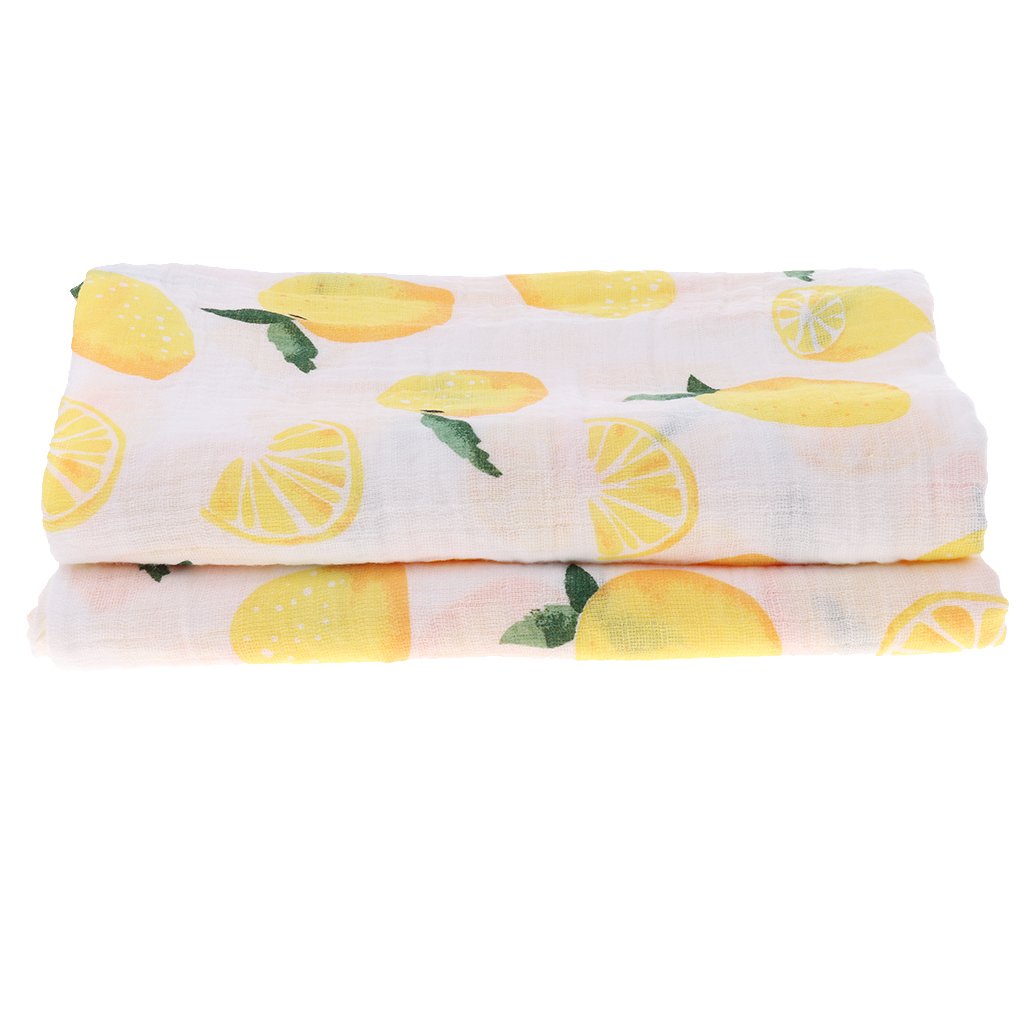 Easnea Baby Swaddle Blankets Large Unisex Boys Girls Cotton Muslin Swaddling Blanket Nursing Cover & Burping Cloth - Lemon, as described