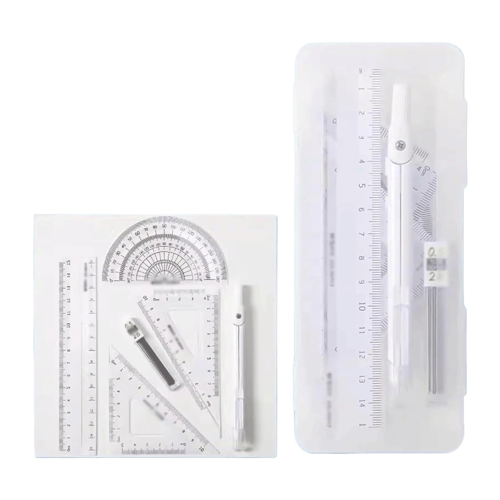 GddOGUK Geometry Set Portable Lightweight Drawing Compass, Protractor and Compass Set, Math Compass Locking Wing Divider Compass for Geometry