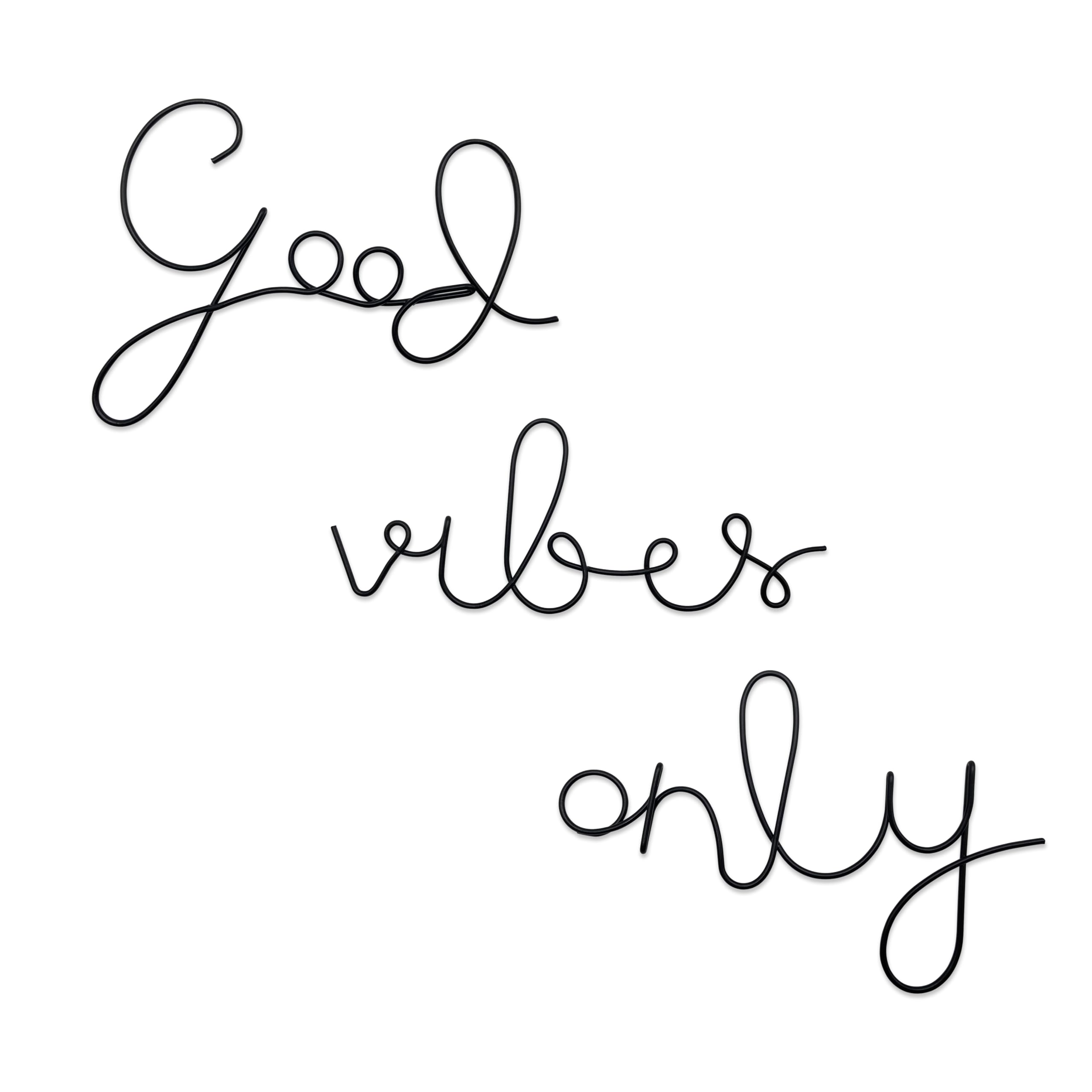 EcqizerGood Vibes Only Signs Wall Decor Metal Wire Letters Wall Decor Metal Wire Art Decor Inspirational Wall Decoration for Home Room Office Wall (Black)