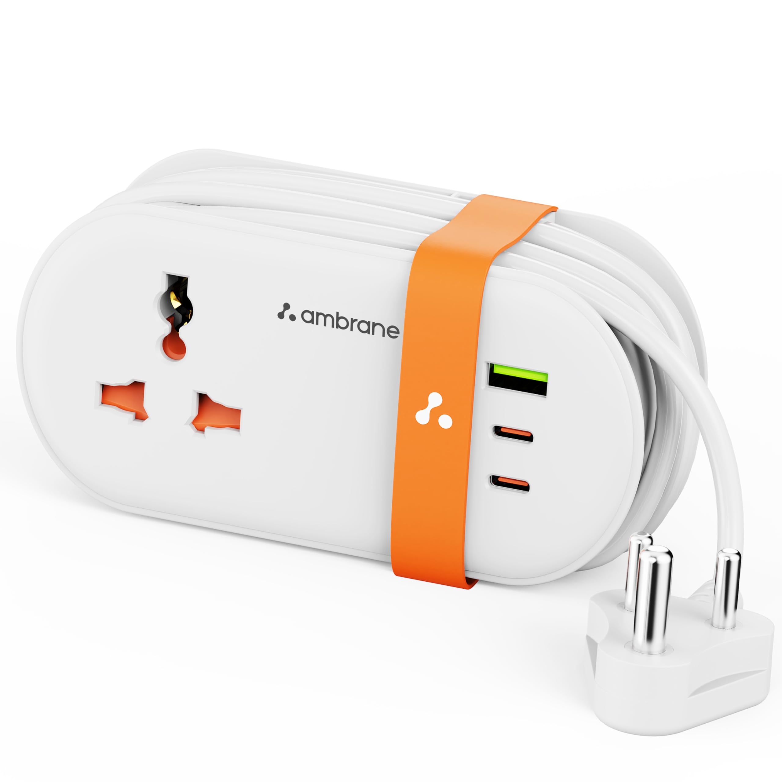 Ambrane Foldable Extension Board, 2 Type C & USB, 4 Device Charger,