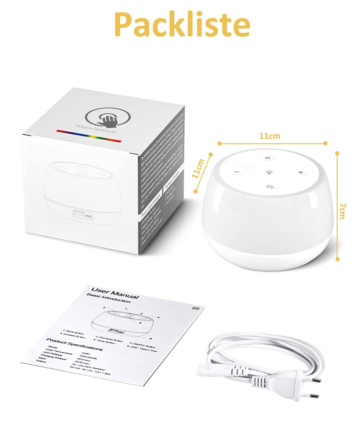 Lampka nocna LED z funkcją ładowania USB-C 20 W Fast Charger, dotykowa, ściemniana, trybem zmiany kolorów RGB i timerem, lampka stołowa z funkcją ładowania do pokoju dziecięcego, sypialni i salonu