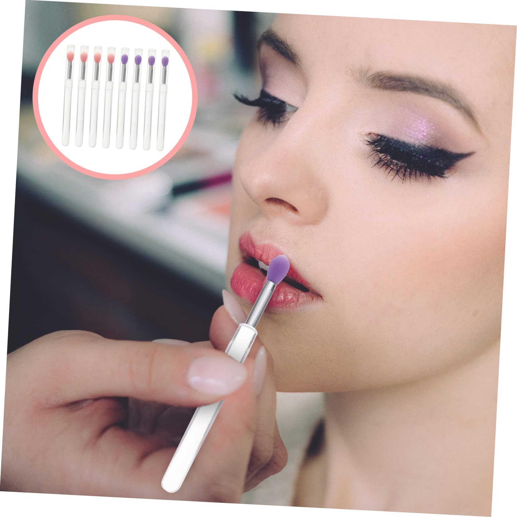 Beavorty 40pièces Pinceaux Applicateurs Pour Fards à Paupières Et Lèvres Brosse Avec Couvercle Transparent Pratique Et Léger Pour Application Précise