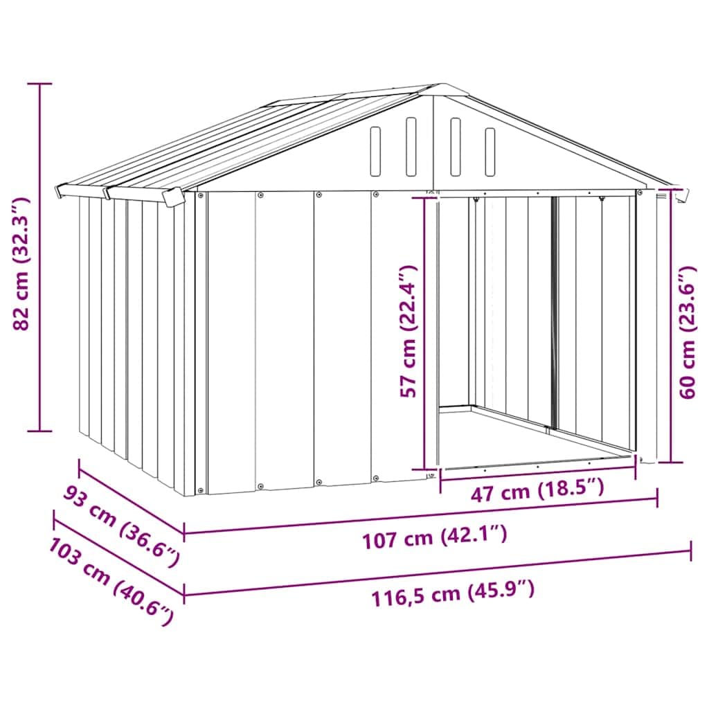 vidaXL Buda dla psa, antracytowa, 116,5x103x81,5 cm, stal