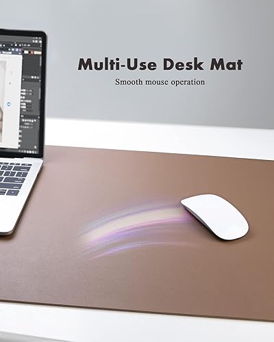 Miniatura 5 de YSAGi - Almohadilla de escritorio de doble cara, 31.5 x 15.7 pulgadas, protector de escritorio de cuero ecológico de corcho, grande, protector