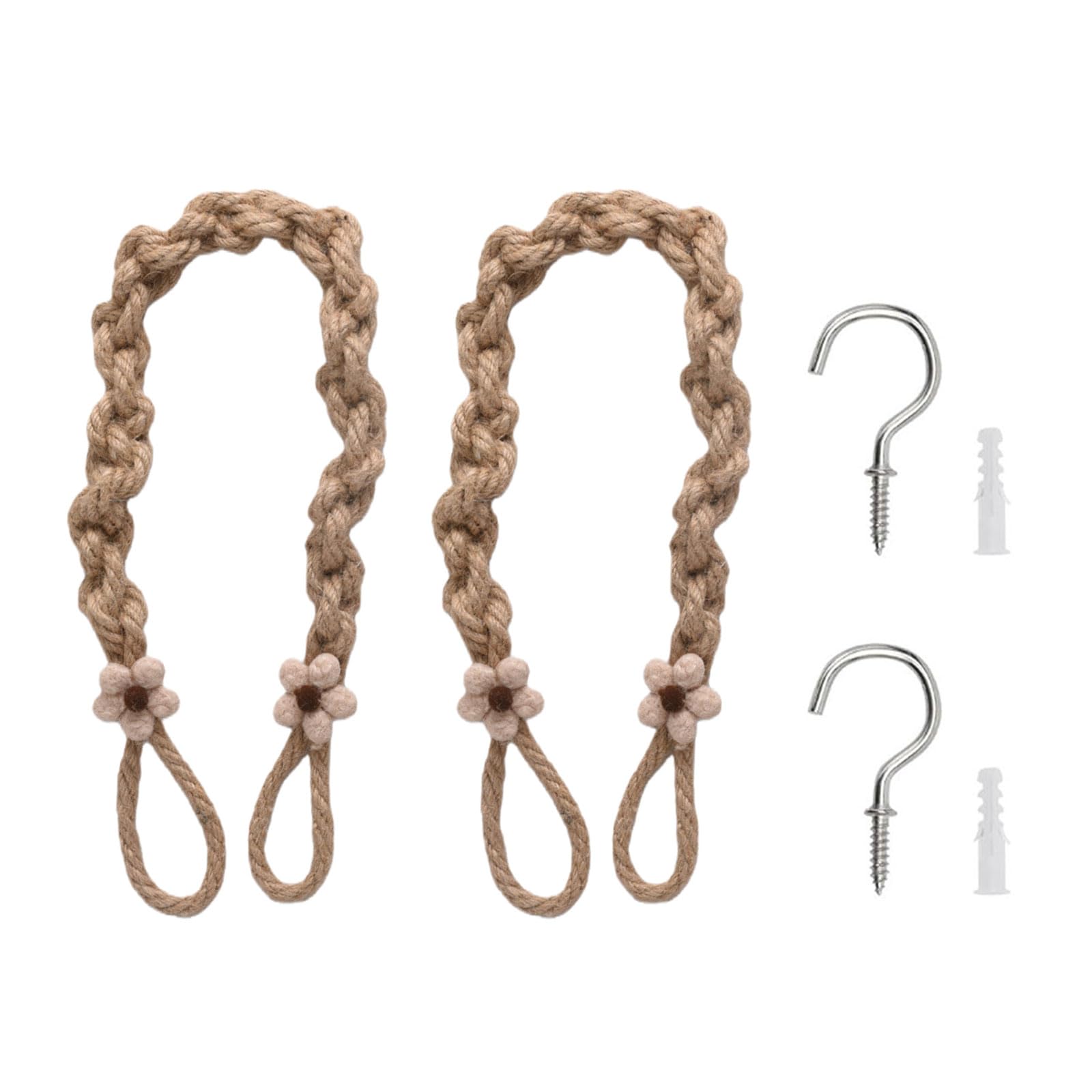 Buxuaaaa Hand Woven Curtain Tiebacks Not Drilling Drape Holdbacks Rope, Decorative Curtains Ties for Outdoor Yard Garden Farm Rope Tieback Decorative Curtain Holders