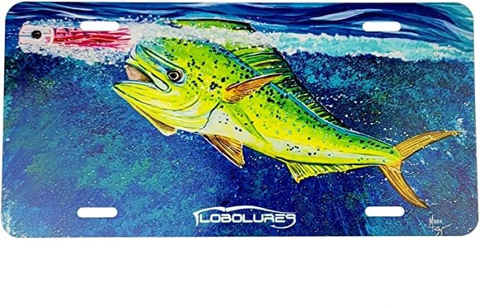 Lobo Lures Big Game Sport Fishing Vanity Placa de matrícula delantera Fabricado en los Estados Unidos (Screamin' Mahi)