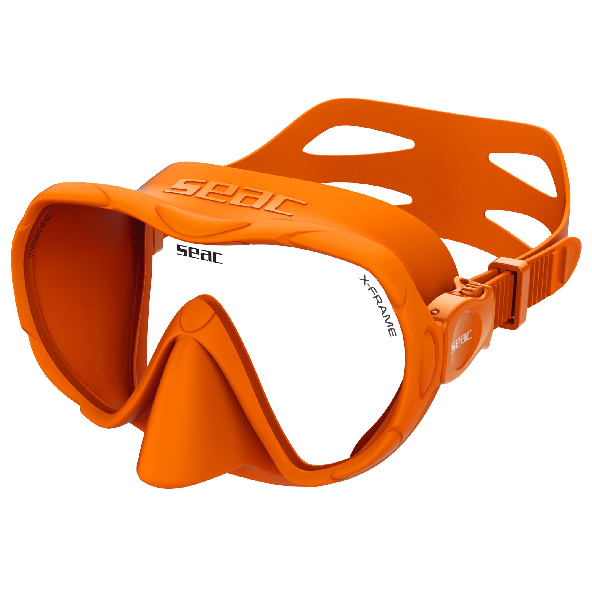 SEAC X-Frame - Rahmenlose Silikon-Tauchmaske mit einzelner gehärteter Glaslinse | Klare Sicht und Stabilität unter Wasser, geringes Volumen | Zum Tauchen und Schnorcheln - Made in Italy