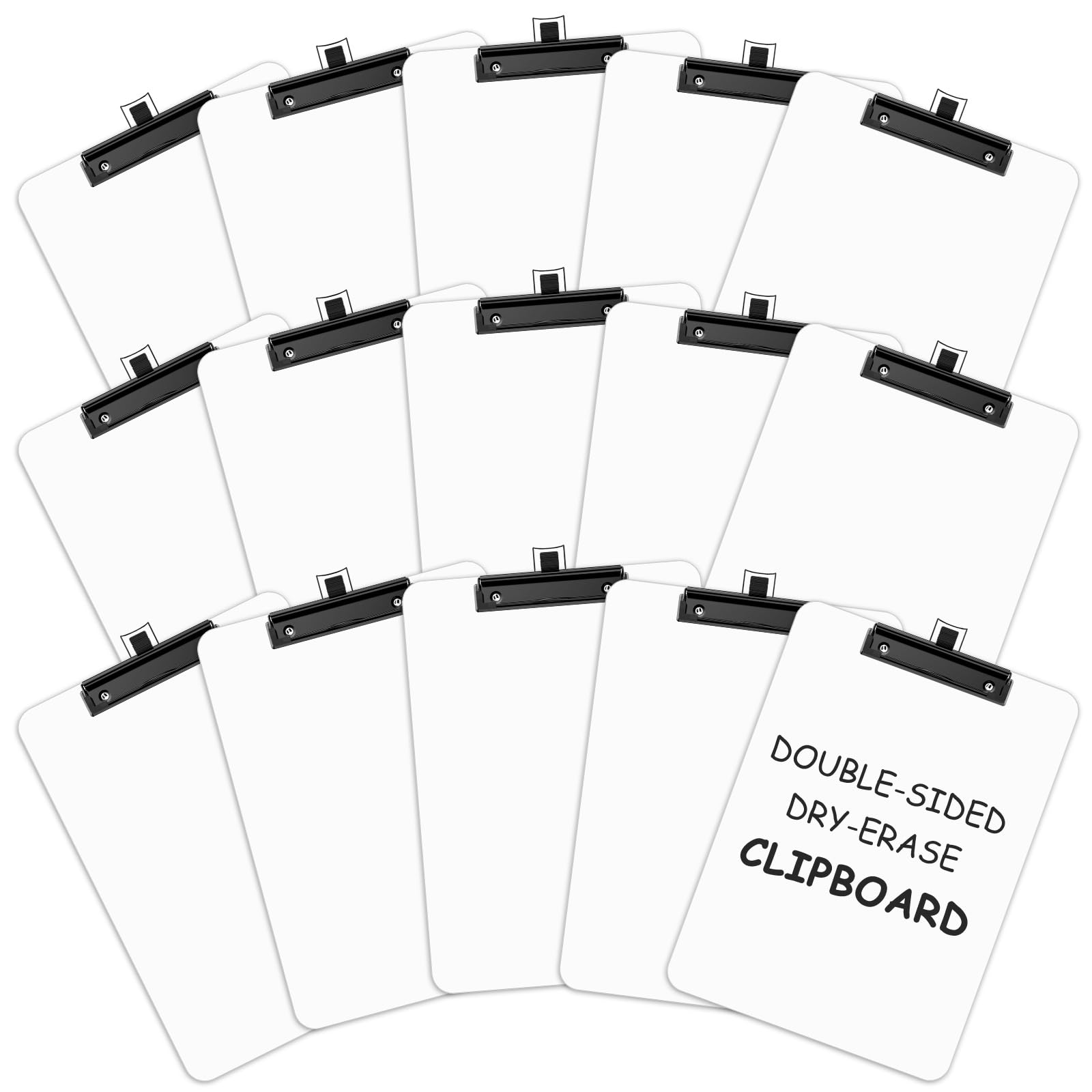 Zoenley Dry Erase Wood Clipboard, 9 x 12.5 Double-Sided White Board for Classroom, Students, Kid, Hardboard Clip Board 8.5x11 with Low Profile Black Clip, Office & School Supply(15Pack)