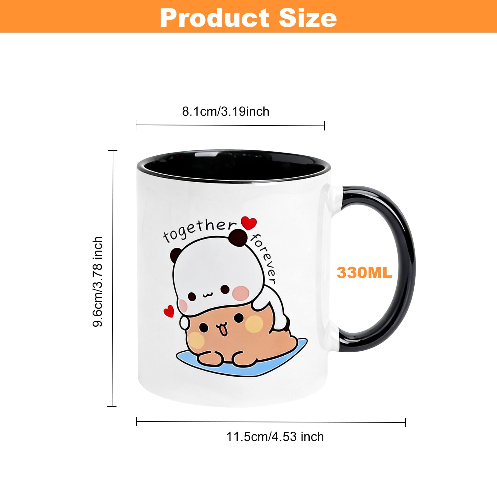 Kubek estetyczny dla Bubu Dudu 330 ml, ceramiczny kubek dla Dudu Bubu, uroczy kubek na herbatę i kawę, niedźwiedź i panda, zabawne kubki, zabawne kubki kawowe jako najlepszy prezent
