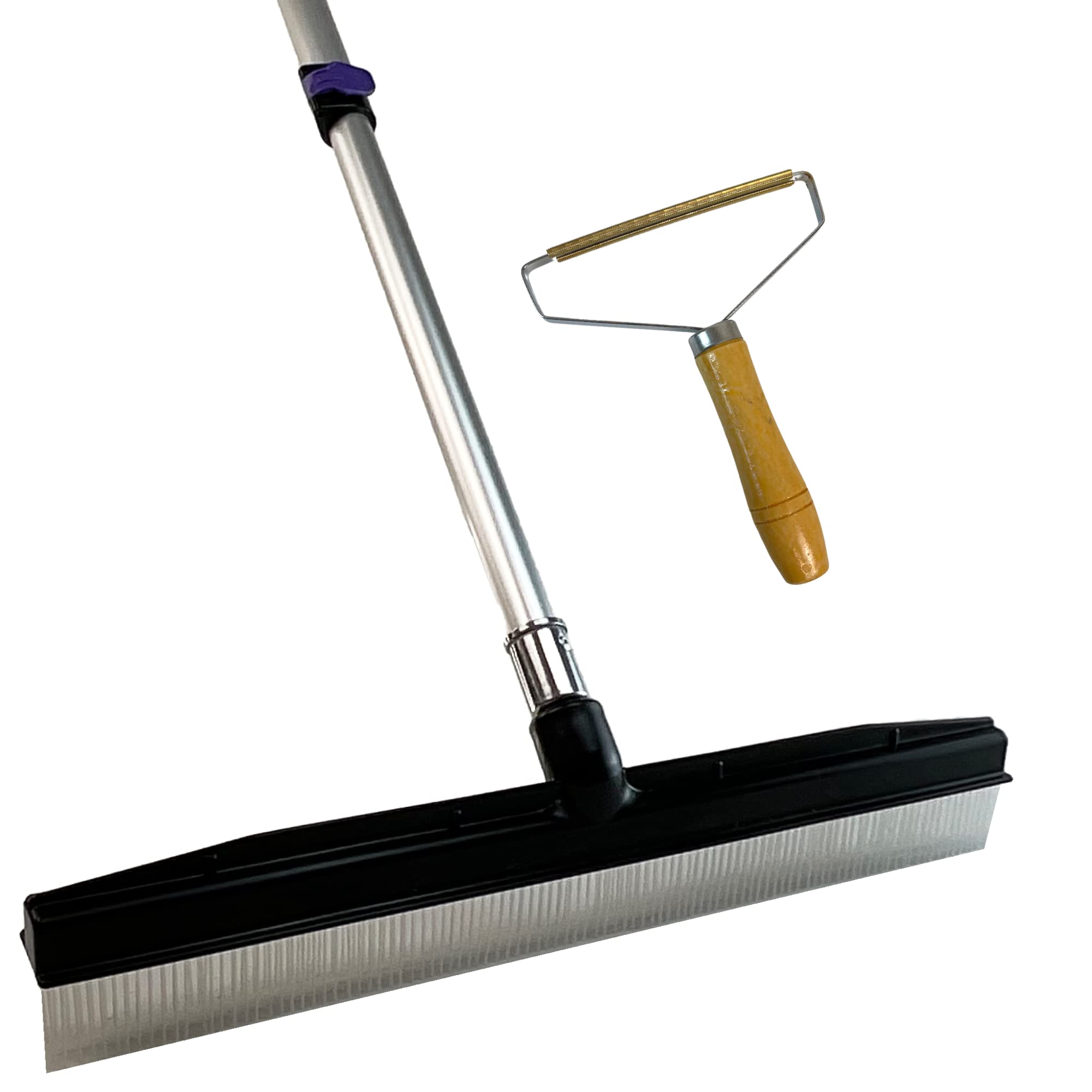 Room Groom - Rastrillo de Alfombra Pet con Mango telescópico Ajustable de 54 Pulgadas, con Herramienta de Cepillo removedor de Pelusas, Cepillo de Alfombra para Pelo de Mascotas y alfombras