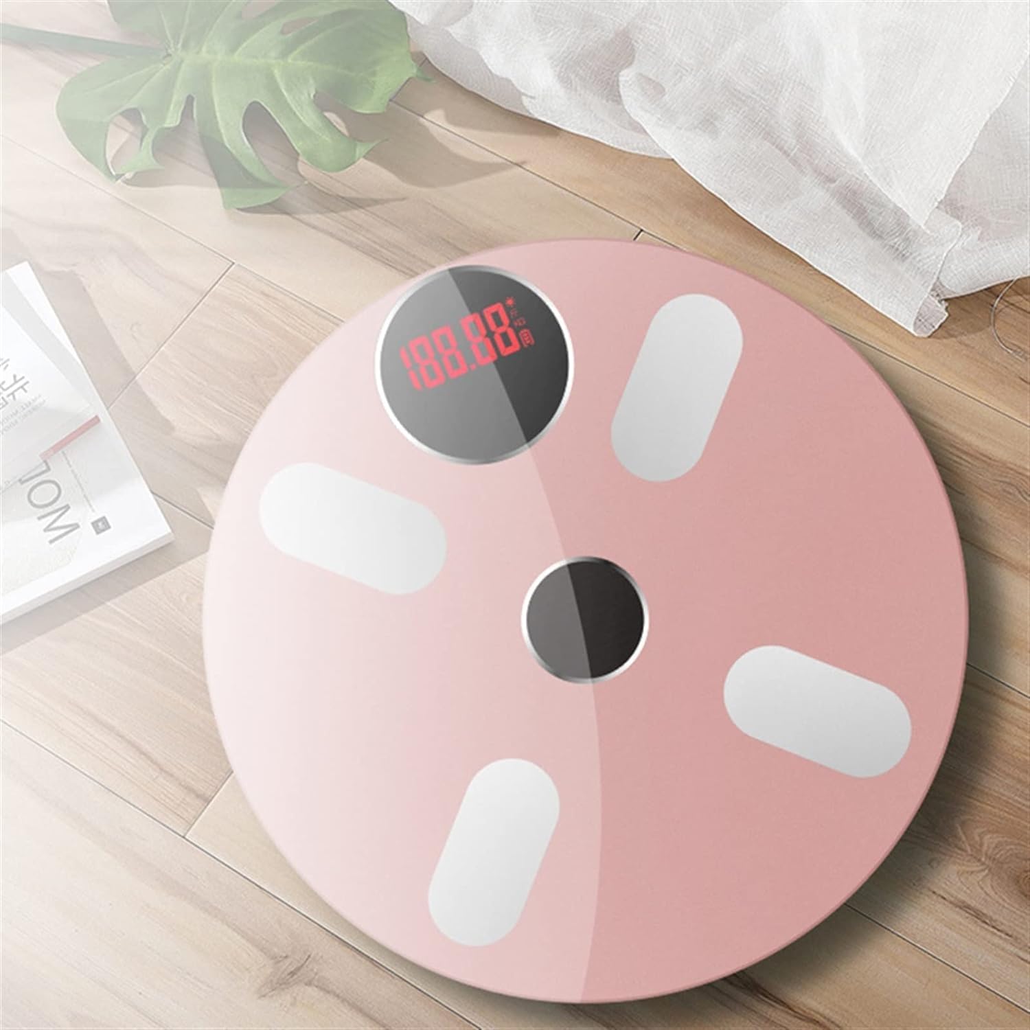 Balanza Báscula de baño con diseño de plataforma de vidrio templado, báscula electrónica inteligente LED, báscula corporal con carga Solar y USB Alta precisión