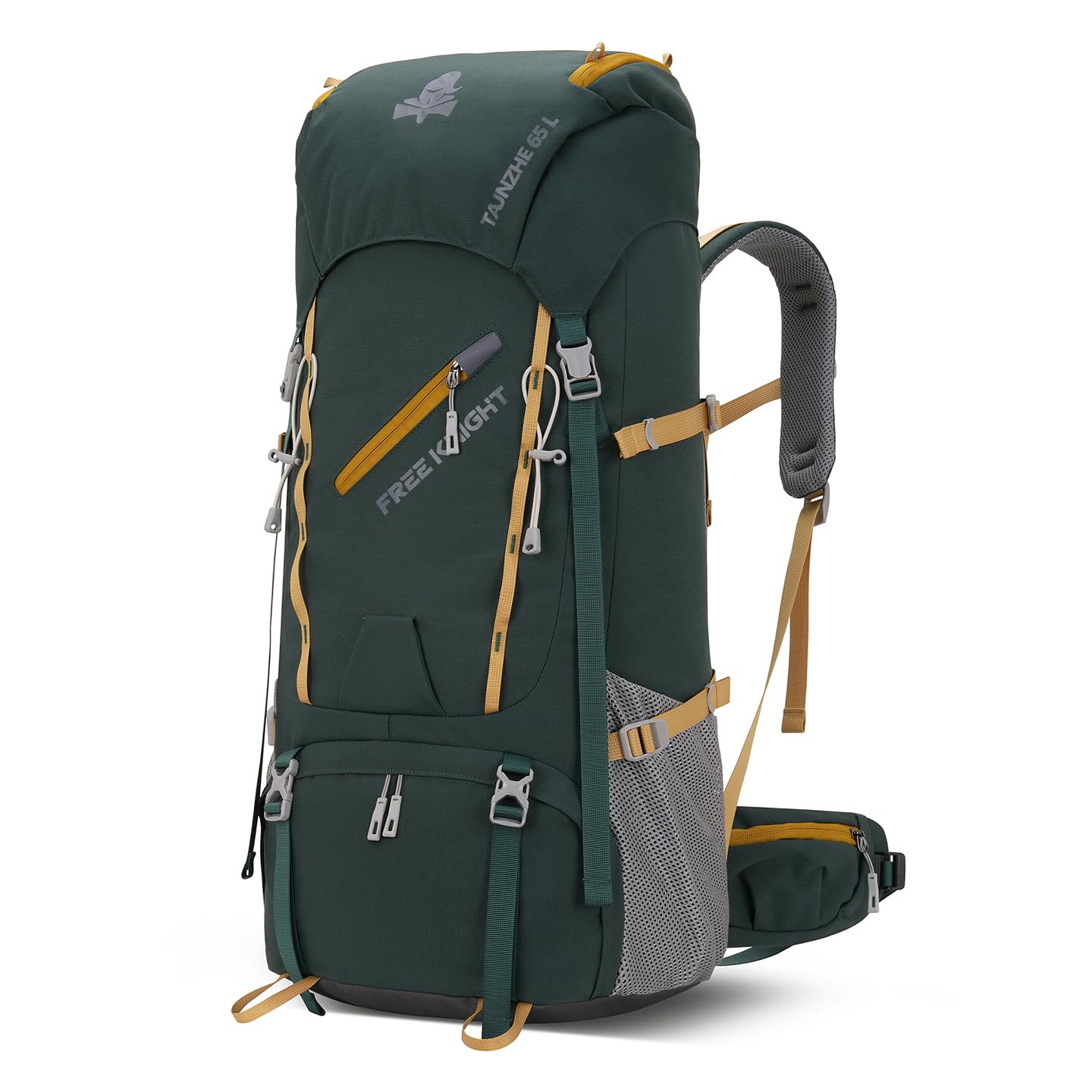 Bseash 65L Waterproof Hiking Camping Backpack with Rain Cover, Outdoor Sport Travel Daypack for Climbing Touring (Dark Green)