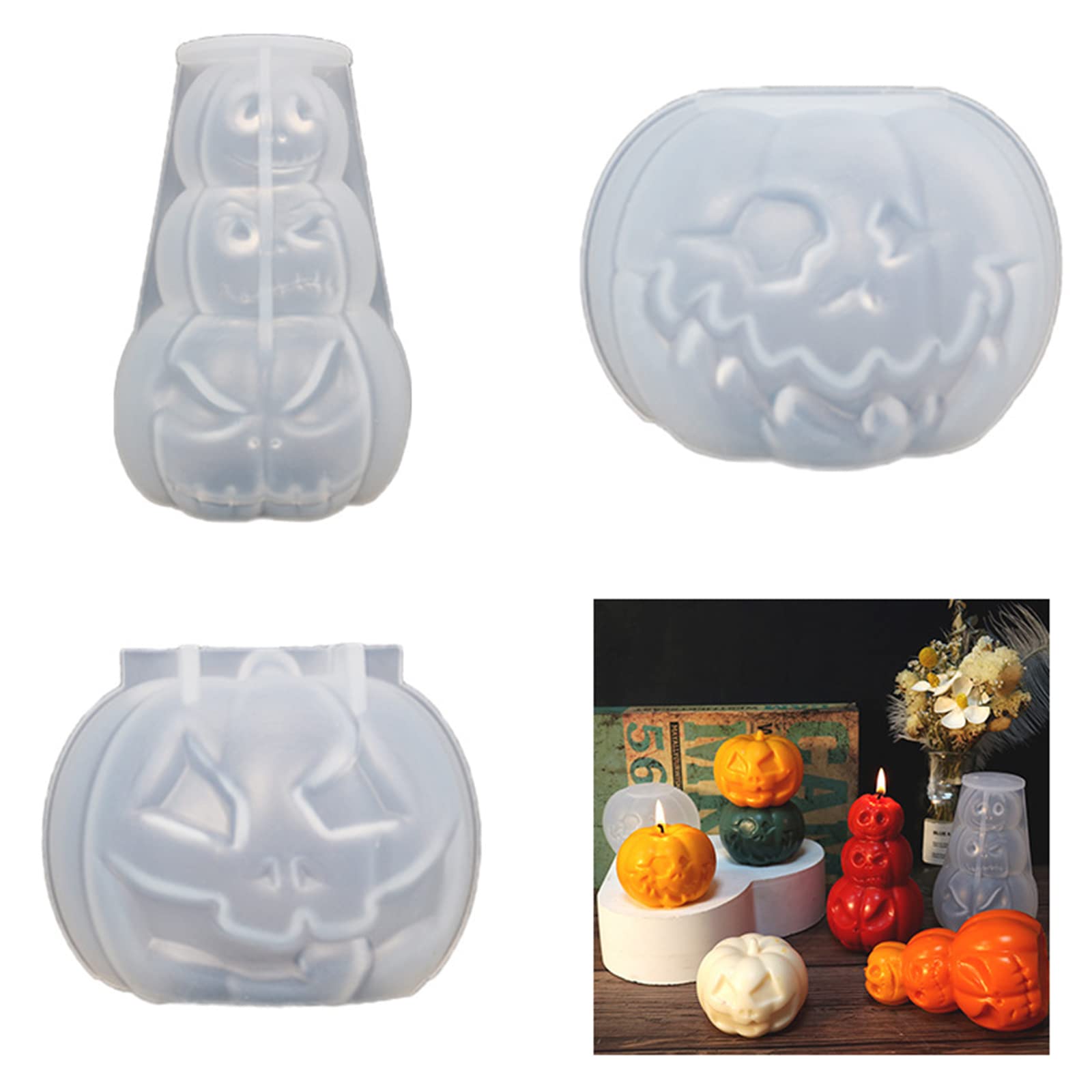 Moule En Silicone En Forme De Citrouille Pour Halloween, Bricolage, Artisanat De Plâtre Aromatique, Moule Pour Décoration De Fête, Petite Bougie, Moules à Savon En Résine