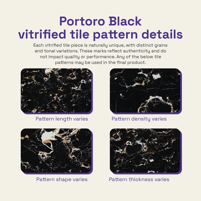 Image of Wakefit Baklava Dining Table - Portoro Black - 6 Seater I Marble Finish I Vitrified Tile Top I Portoro Black
