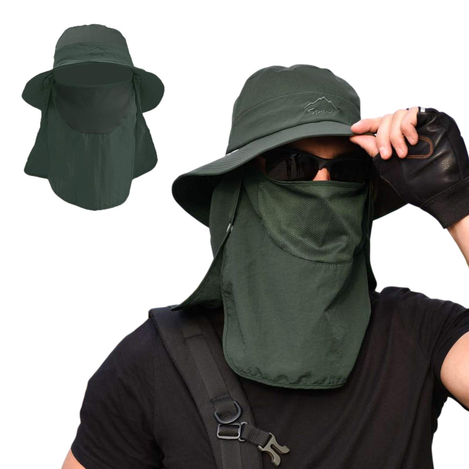 TMEOG Sombrero para el Sol Hombre Mujer Gorra Nuca Protección UV Solar con Protector de Cuello, Sombrero Pescador de Pesca Trekking Senderismo Safari Verano