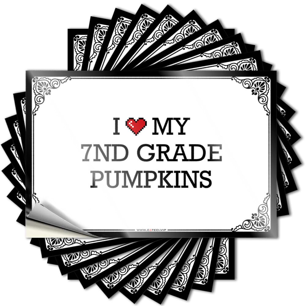 Encouragement Stickers Aesthetic Decals, Emo Room Decor Cute Pattern Design for Fishing Notebook | Laptop Removable Vinyl I Love My 7nd Grade Pumpkins(8X12CM)