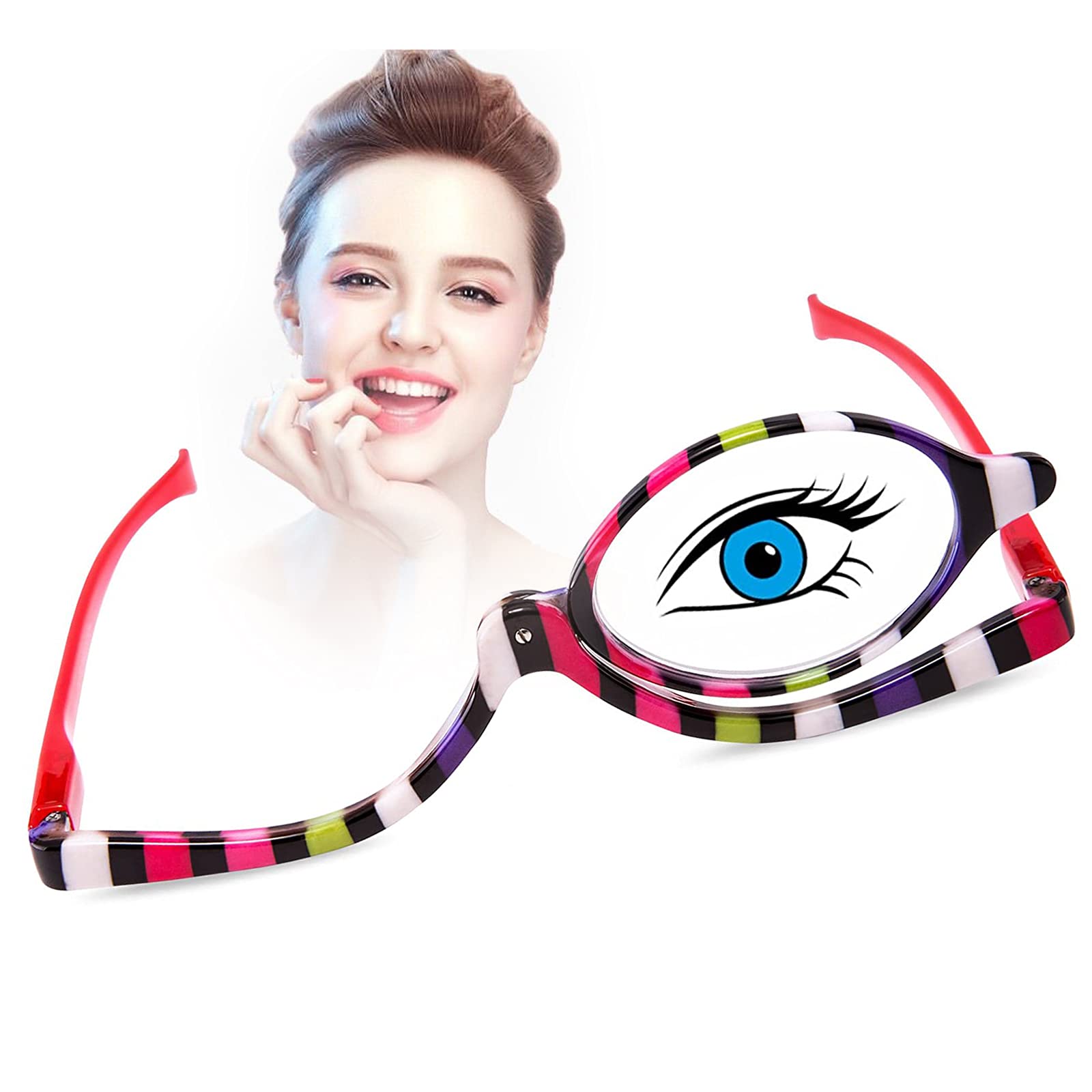 SWGN Eye Make Up Glasse, Unisex 180 Degree Rotation Folding Monocle, Magnifying Make Up Spectacles Flip Down Lens Makeup Reading Eye Glasses