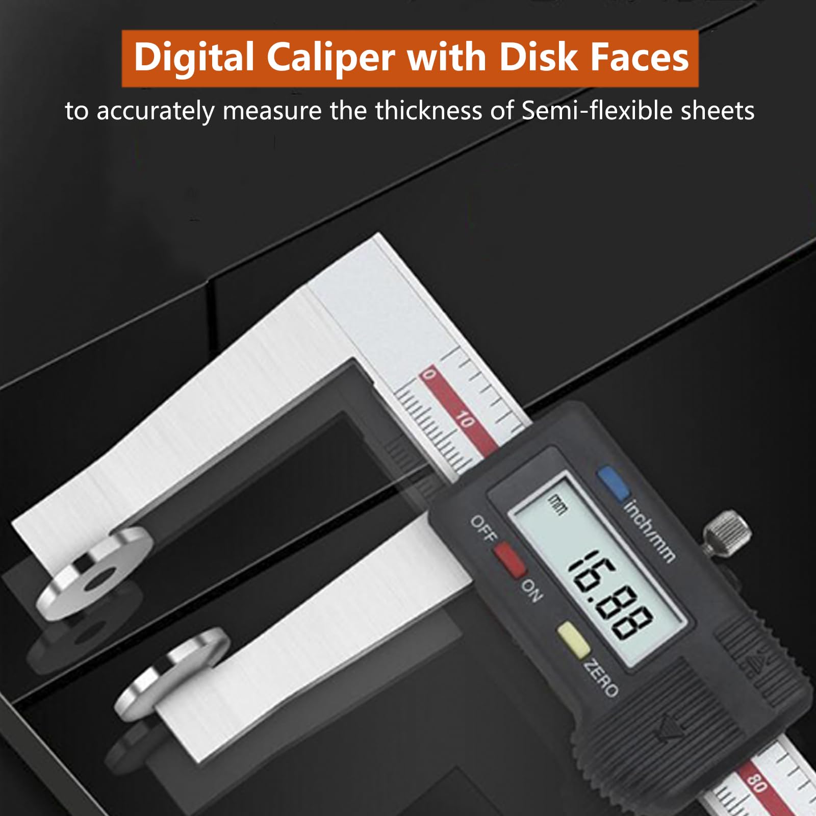 Calibre Digital con Caras de Disco, Pie de Rey Digital de Acero Inoxidable con Pantalla LCD, Profesional Electrónico Vernier Caliper para Medir el Espesor de Láminas Semiflexibles,150mm/6"