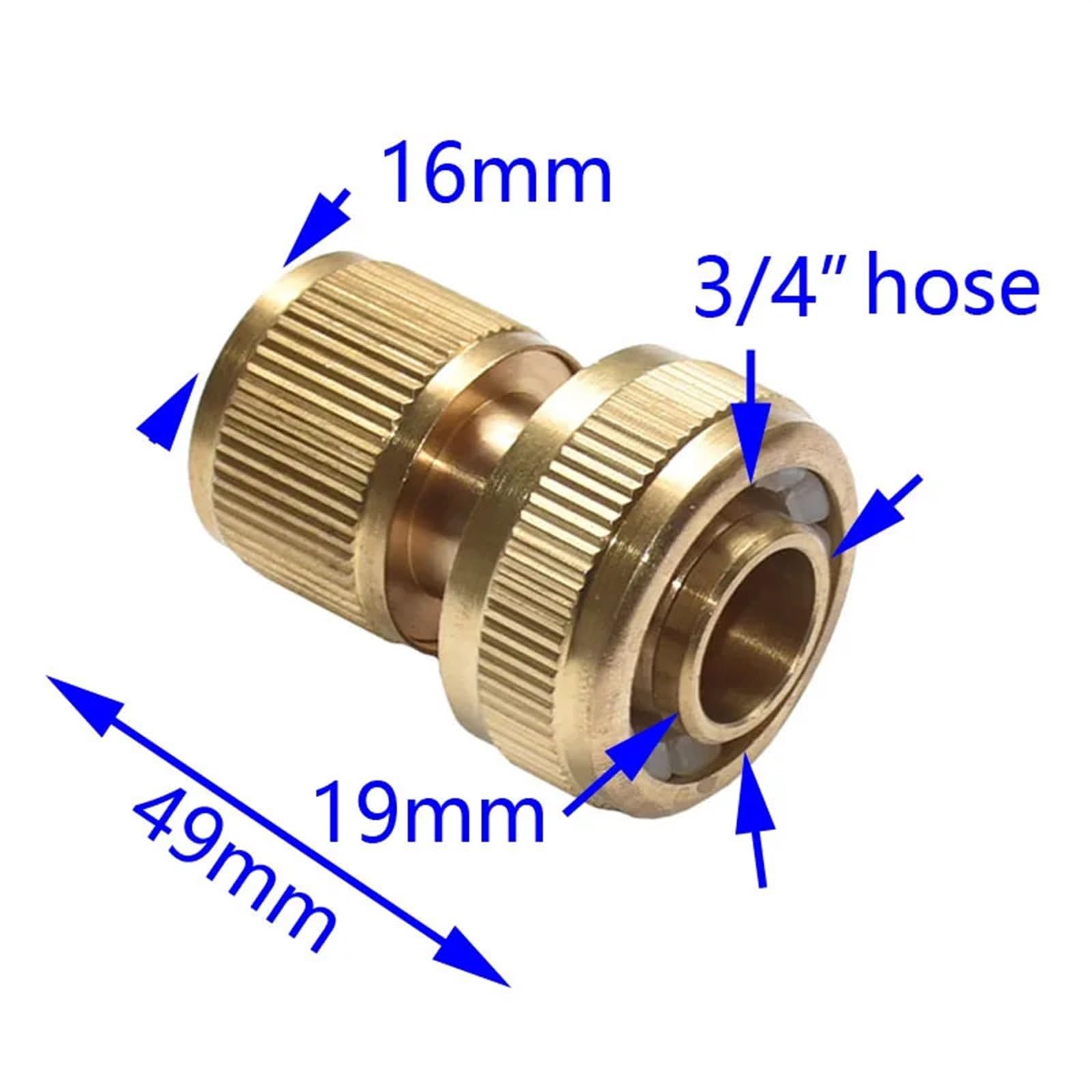 Connettore rapido for Tubo Flessibile in Ottone da 3/4, Rubinetto da Giardino, irrigazione da Giardino, connettore for Tubo Flessibile da 25 mm, Adattatore in Rame Puro, 6 Pezzi