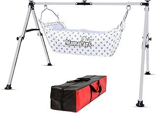 MamaLaps Manual Heavy Double Foldable Baby Cradle | Stainless Steel Cradle | Baby Cradle Swing for Newborn (7 kg Cradle We...
