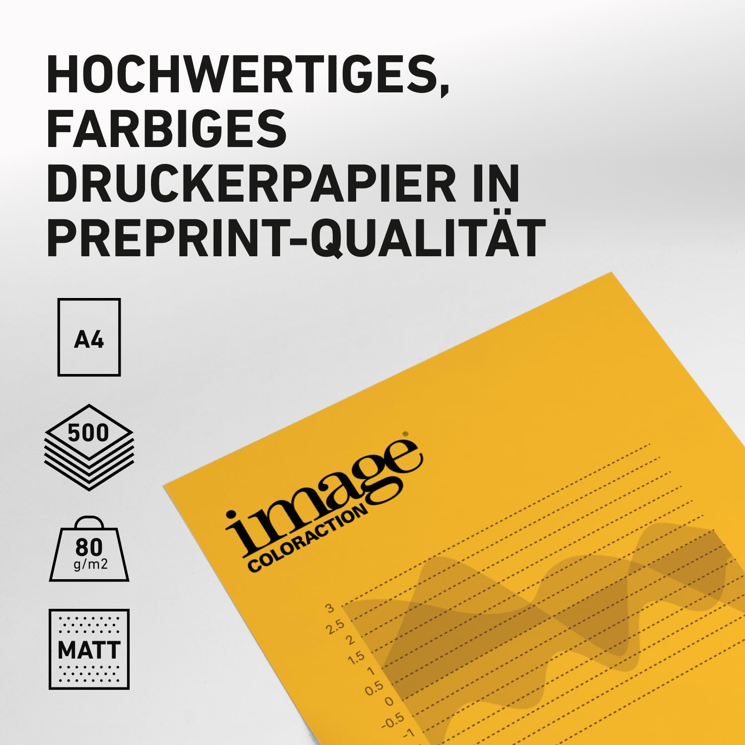 Image Coloraction Hawai - farbiges Kopierpapier - DIN A4, 210 x 297 mm, 80 g/m² - buntes, holzfreies Druckerpapier für Kopierer - 500 Blatt - Intensivgelb