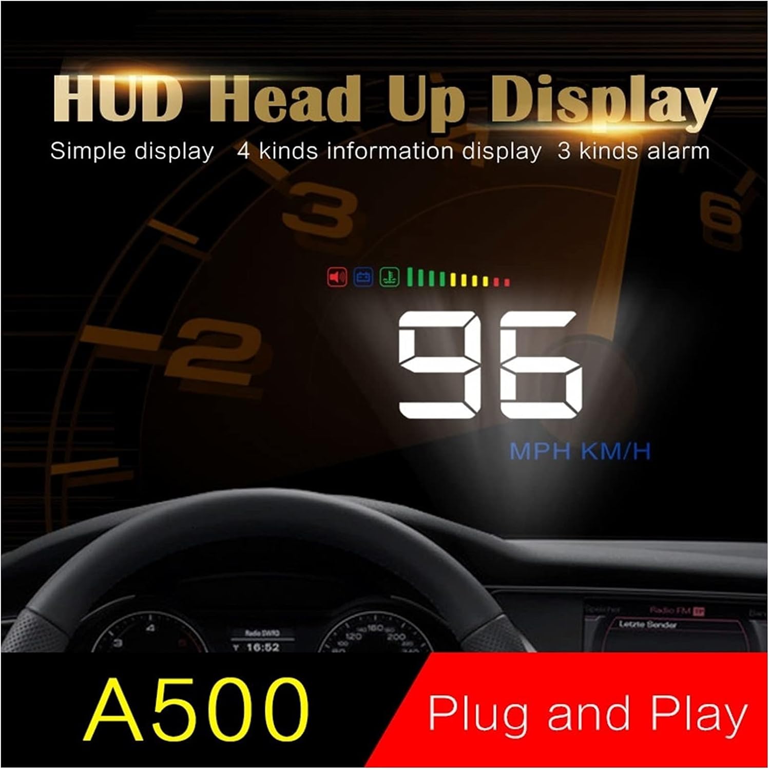 Car Projector Speedometer OBD2/OBDII 3.5 inch Car HUD A500 Car Head Up Display HUD
