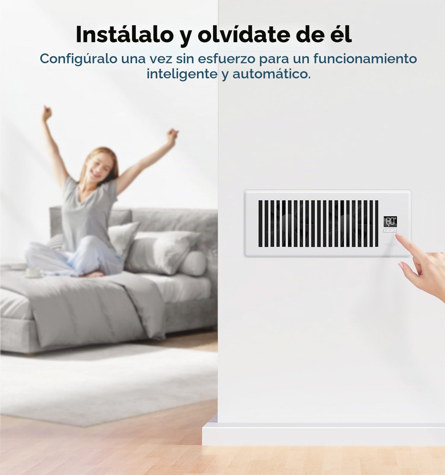 VELLEE Ventilador silencioso de 4 x 12 pulgadas, ventilador de ventilación de CA con control remoto y control de termostato, blanco, VL-412-W