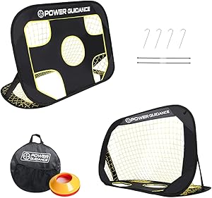 POWER GUIDANCE Soccer Goal Portable Soccer Goal Net Set - 2 in 1, with 10 Agility Training Cones, Pop Up Training Soccer Goals for Backyard Perfect for Kids and Adults Soccer Practice with Carry Case