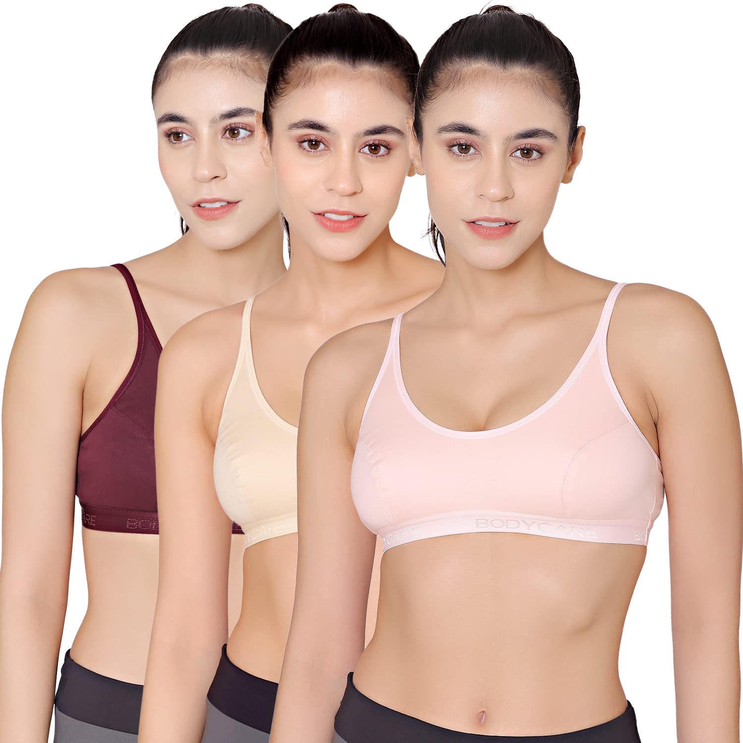 bodycare Women's Spandex And Cotton Non Padded Wire Free Sports Bra Multicolored-picture-35
