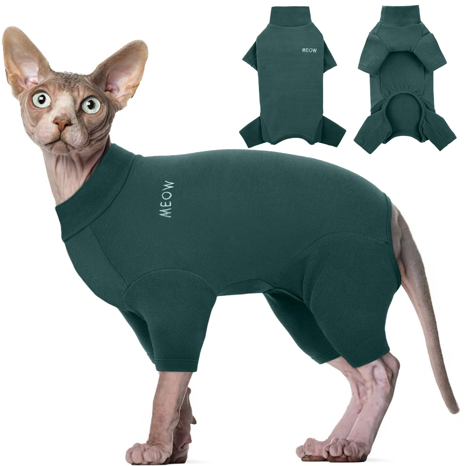 Hjyokuso Sphynx Cat Clothes, Breathable Soft Cat Jumpers For Cats Only, Cat Coat with Four Legs, Warm Cat Sweaters, Cat T-Shirt, Cat Pajamas Jumpsuit Vest for Sphynx, Cornish Rex, Devon Rex,Peterbald