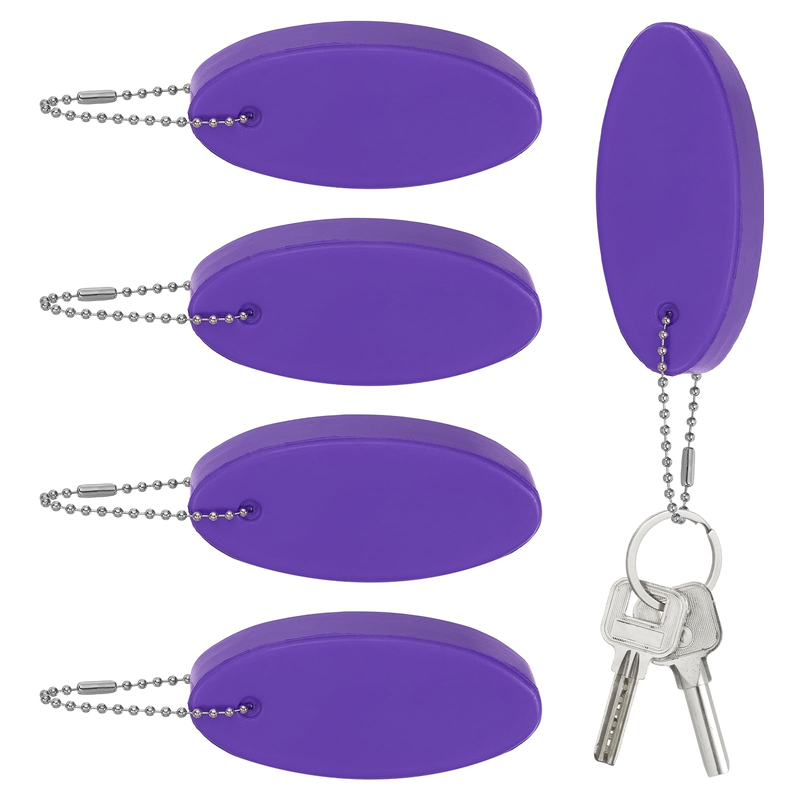 YELARXI Floating Keychain, Bright Color Key Float Keyring Holder Waterproof Float Boat Keys Pendant 5Pcs & Purple-Fitting For(Boating/Fishing/Swimming/Kayak/Water Sports)