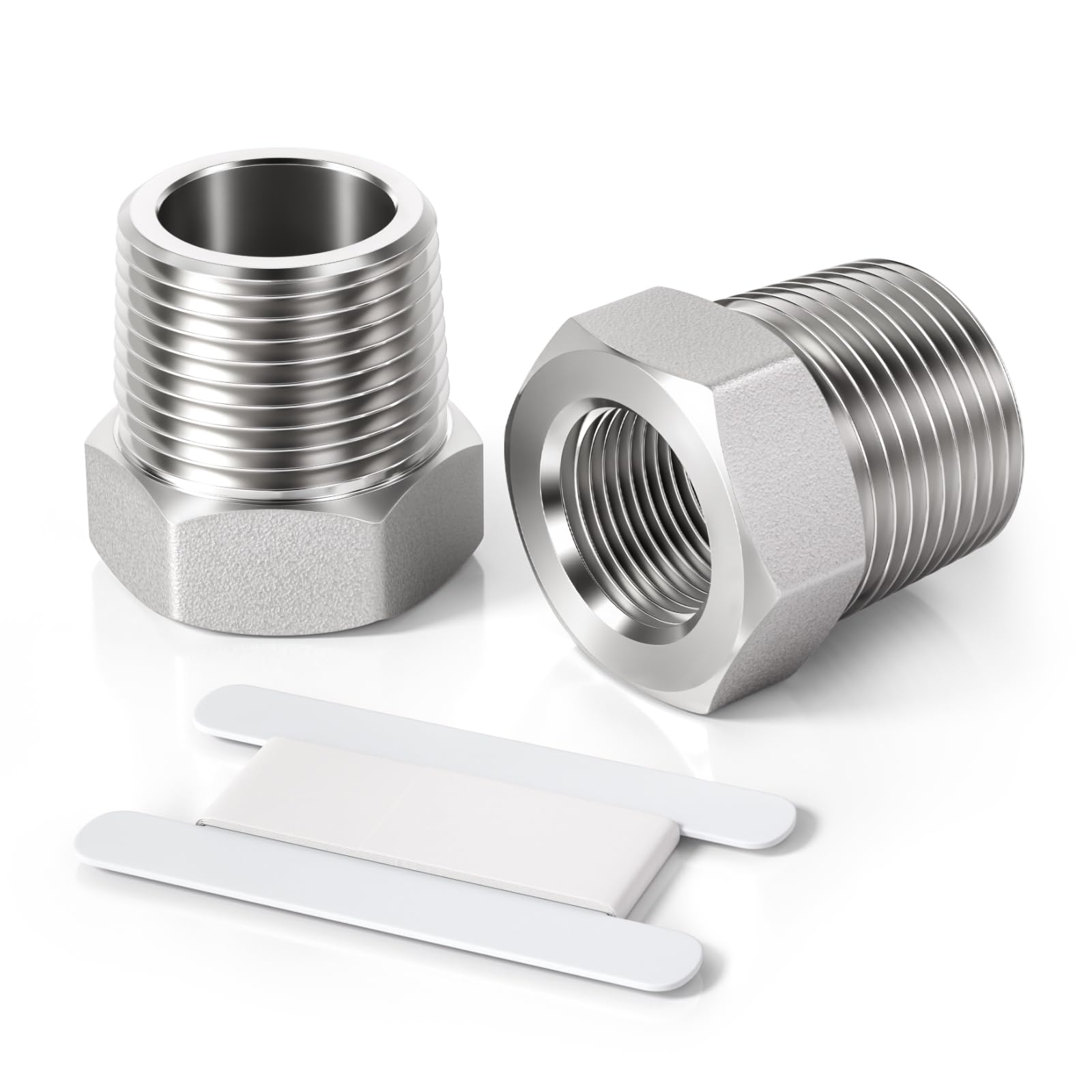 Bwintech 2 Pz da 1/2" femmina a 1" maschio con filettatura BSP Connettore esagonale inossidabile di riduzione per la conversione del collegamento dei tubi