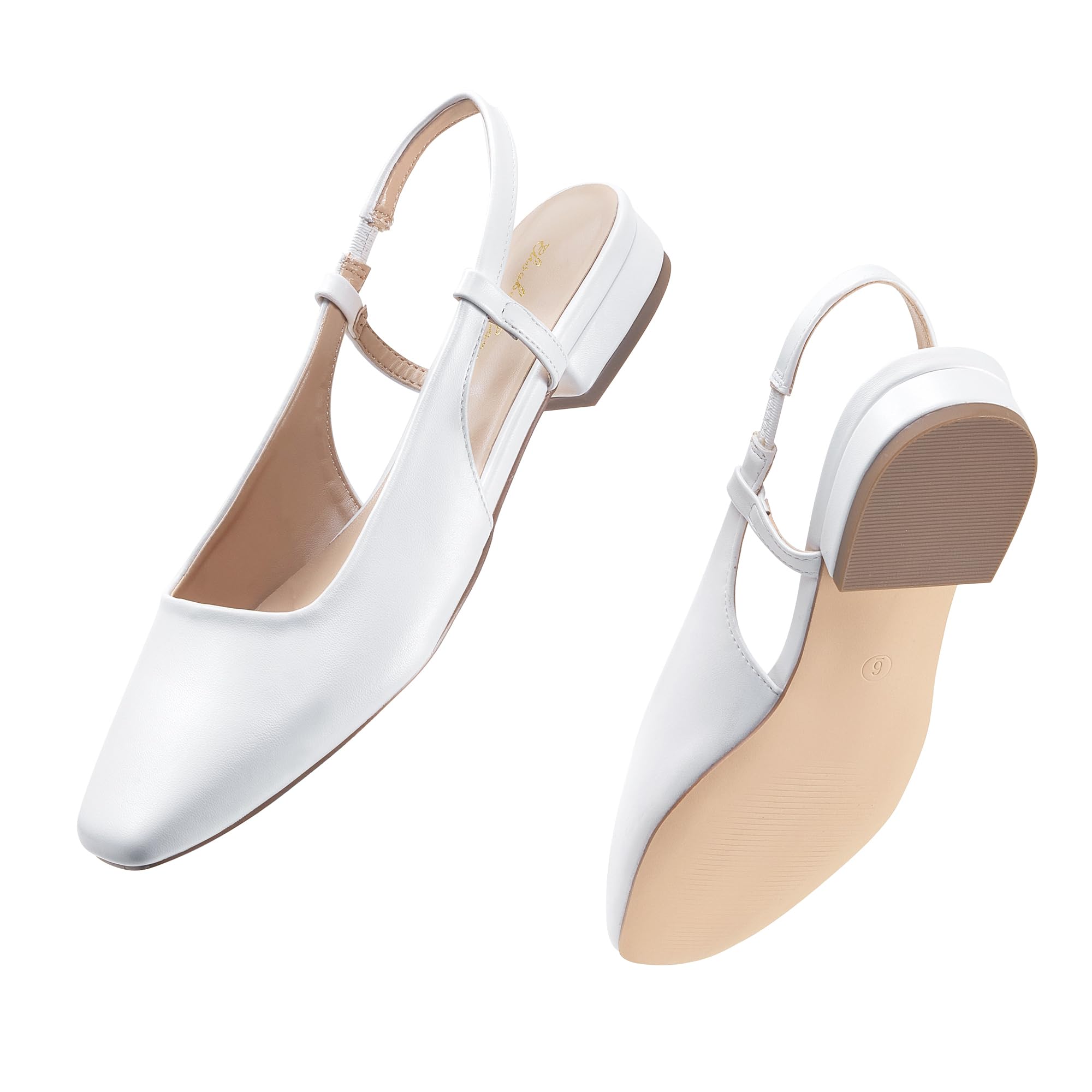 Zhabtuc Ballerine con Cinturino Donna Piede Chiuso Quadrato Tacco 1 Pollice Scarpe Slip-on per Lavoro Festa Matrimonio Prom Casual Eleganti Comode