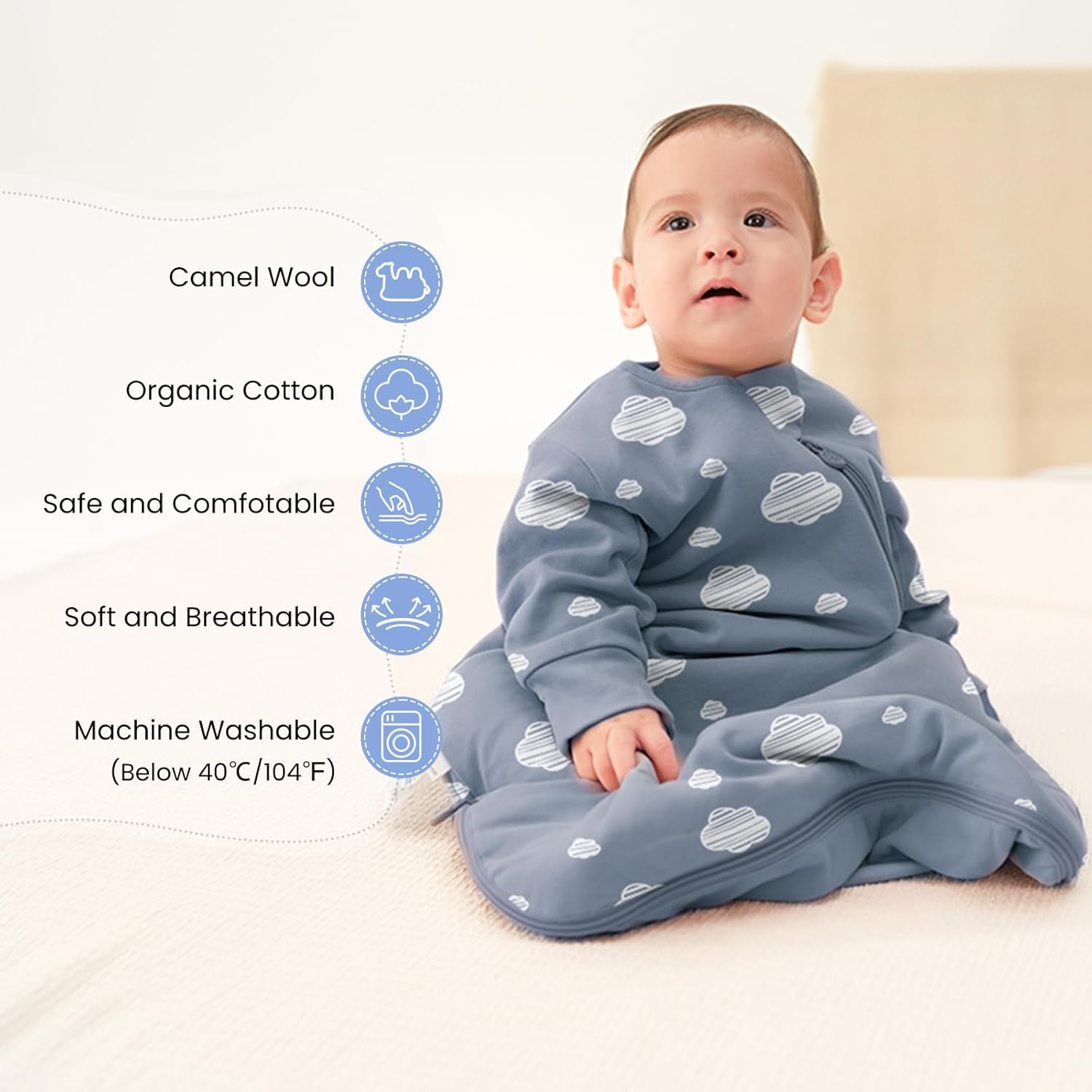 kaiya baby Unisex Sleeping Bag for Babies and Toddlers 2.5 Tog Sleep Sack, Long Sleeve Sleep Sack, Wearable Blanket Baby - Image 2