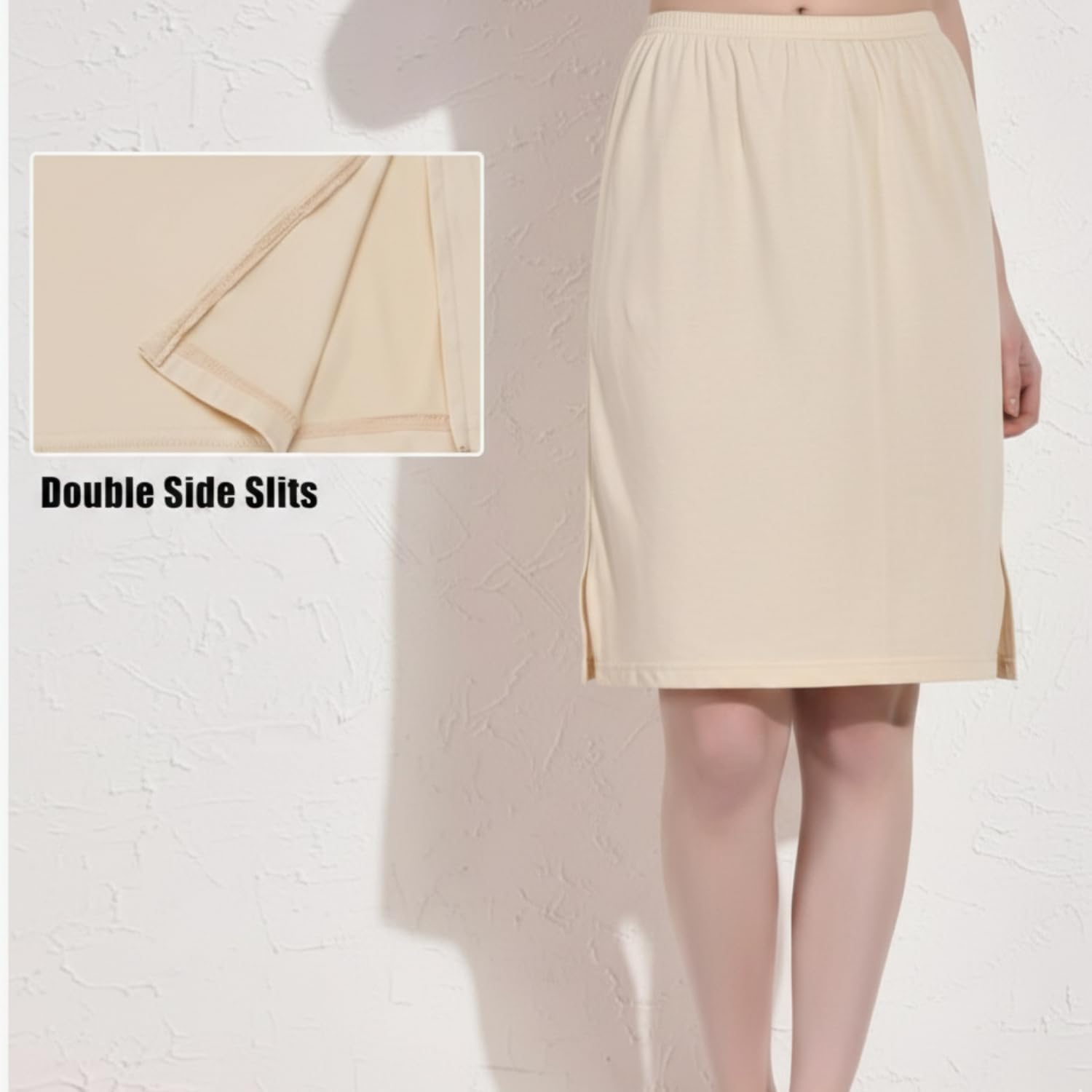 Aimly Women's Cotton Knee Length Underdress Side Slit Everyday Layers Half Slip Skirt Pack of 1