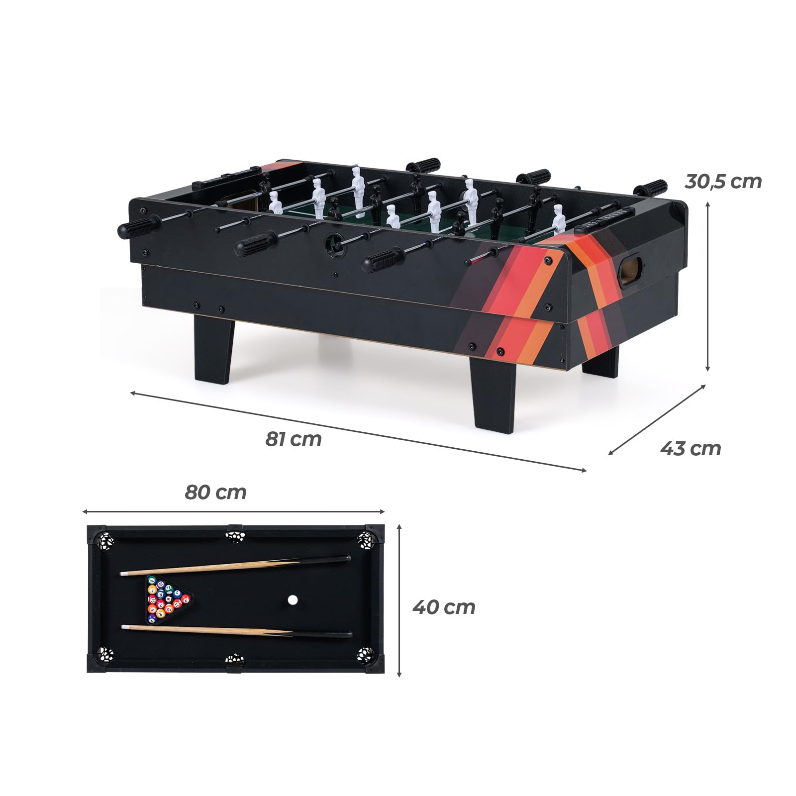 GOPLUS Mesa Multijuegos Combinada 4 en 1 con Futbolín, Mesa de Juegos Multifuncional con Accesorios, Tableros Apilables para Billar, Hockey de Aire, Tenis de Mesa, para Hogar Bar Fiesta