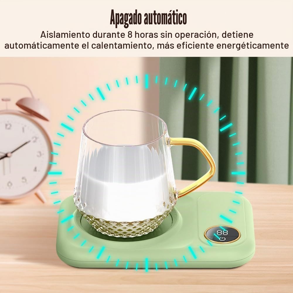 Calentador de Bebidas Eléctrico, 3 Ajustes de Temperatura Taza Calefacción de Bebidas USB Posavasos con Apagado Automático para Calefacción Café Leche Té
