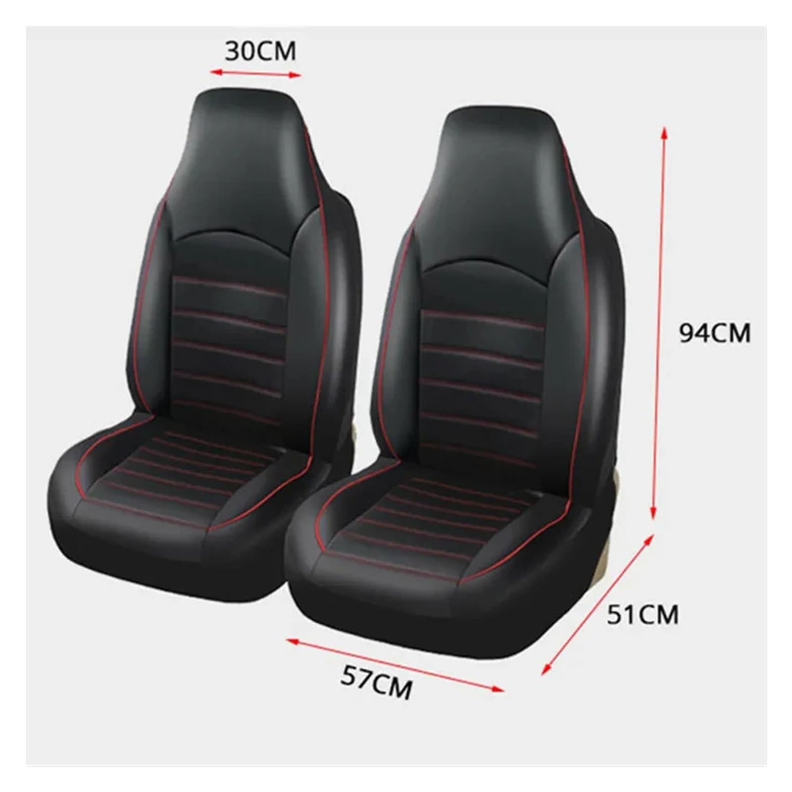 2-teilige Autositzbezüge for die Vordersitze, atmungsaktiver Sitzschutz aus PU-Leder, passend for die meisten Autos, LKWs, Transporter, Autoinnenräume(Black red)