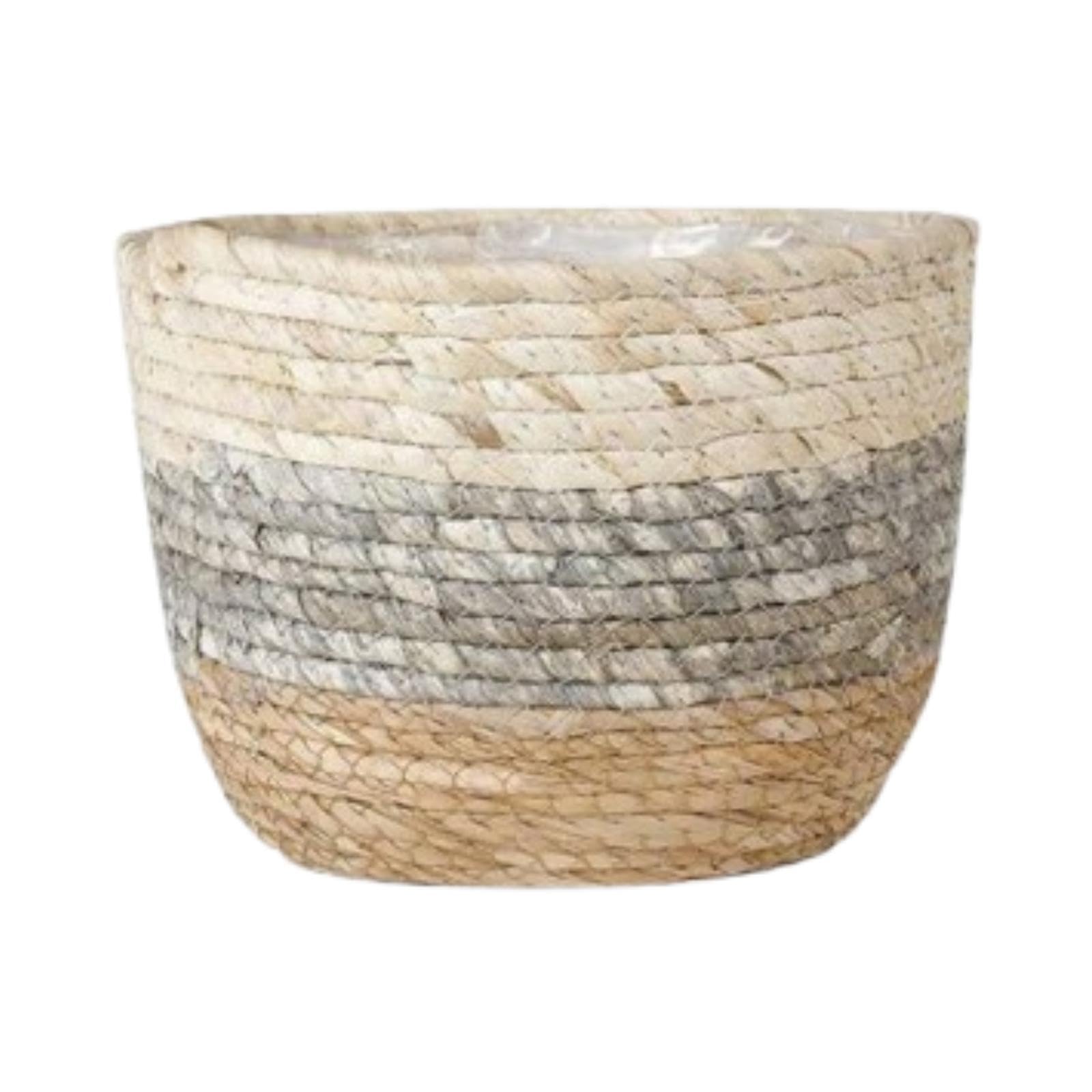 QIXCXAZ Decorative Woven Planter Basket With Liner Ensures Elegant Display Of Indoor Plants While Enhancing Overall Home Atmosphere Plants Container Display, Grey, 22 mouths