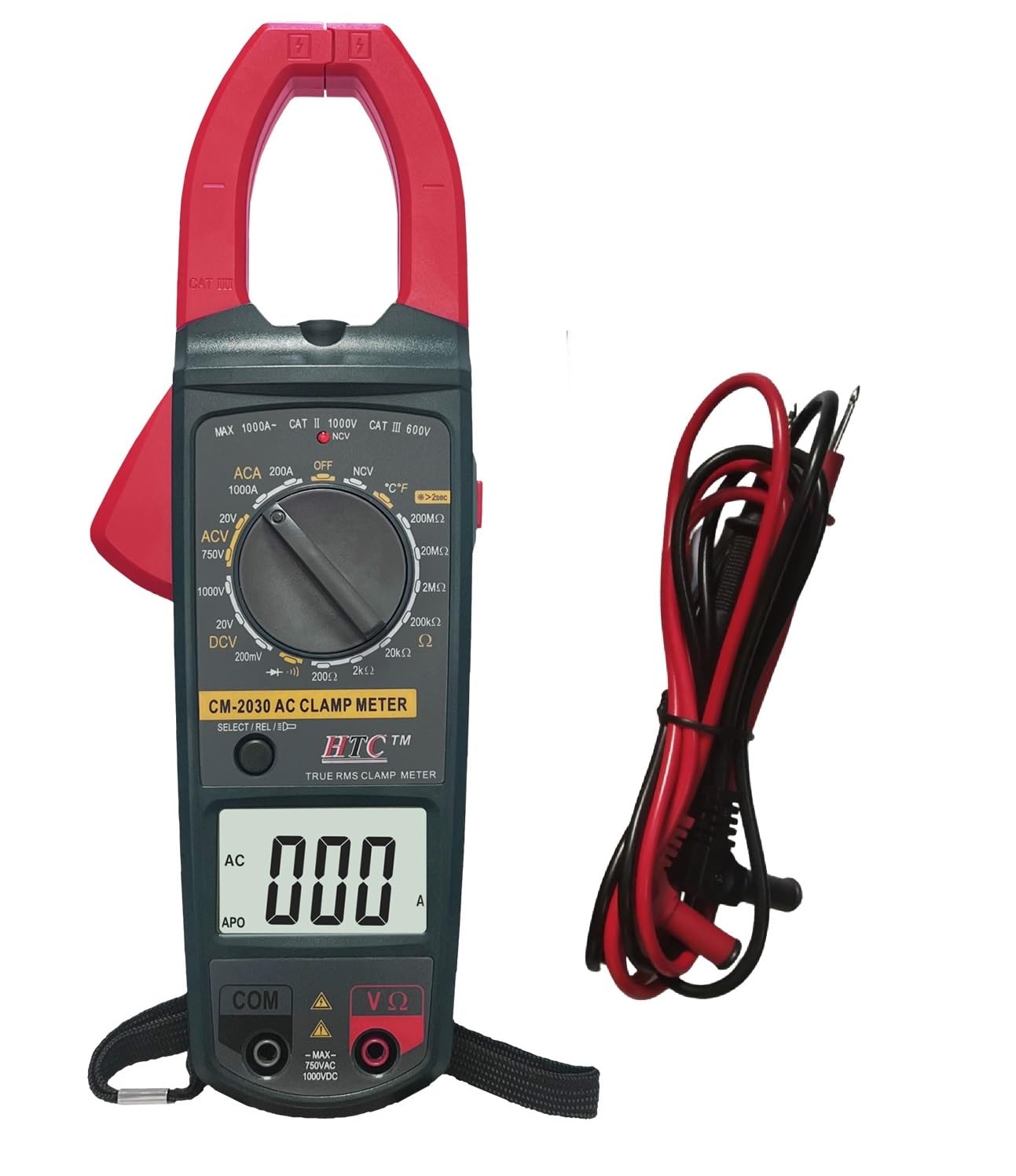 HTC CM2030 3 1/2 digit LCD display, Digital Ac Clamp Meter 1000A Tester ...