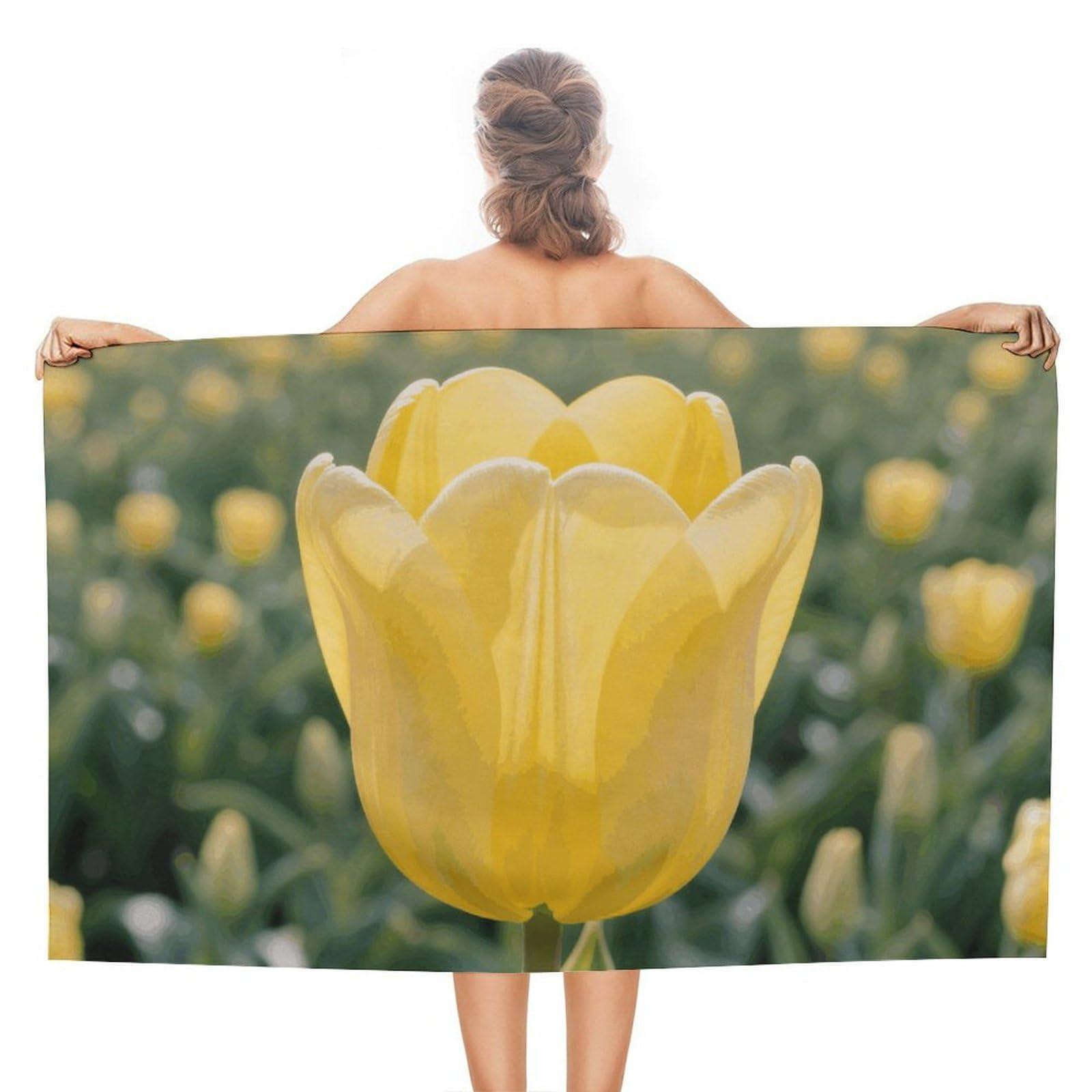 asbwuo Yellow Tulip Beach Towels Extra Large Quick Dry Absorbent