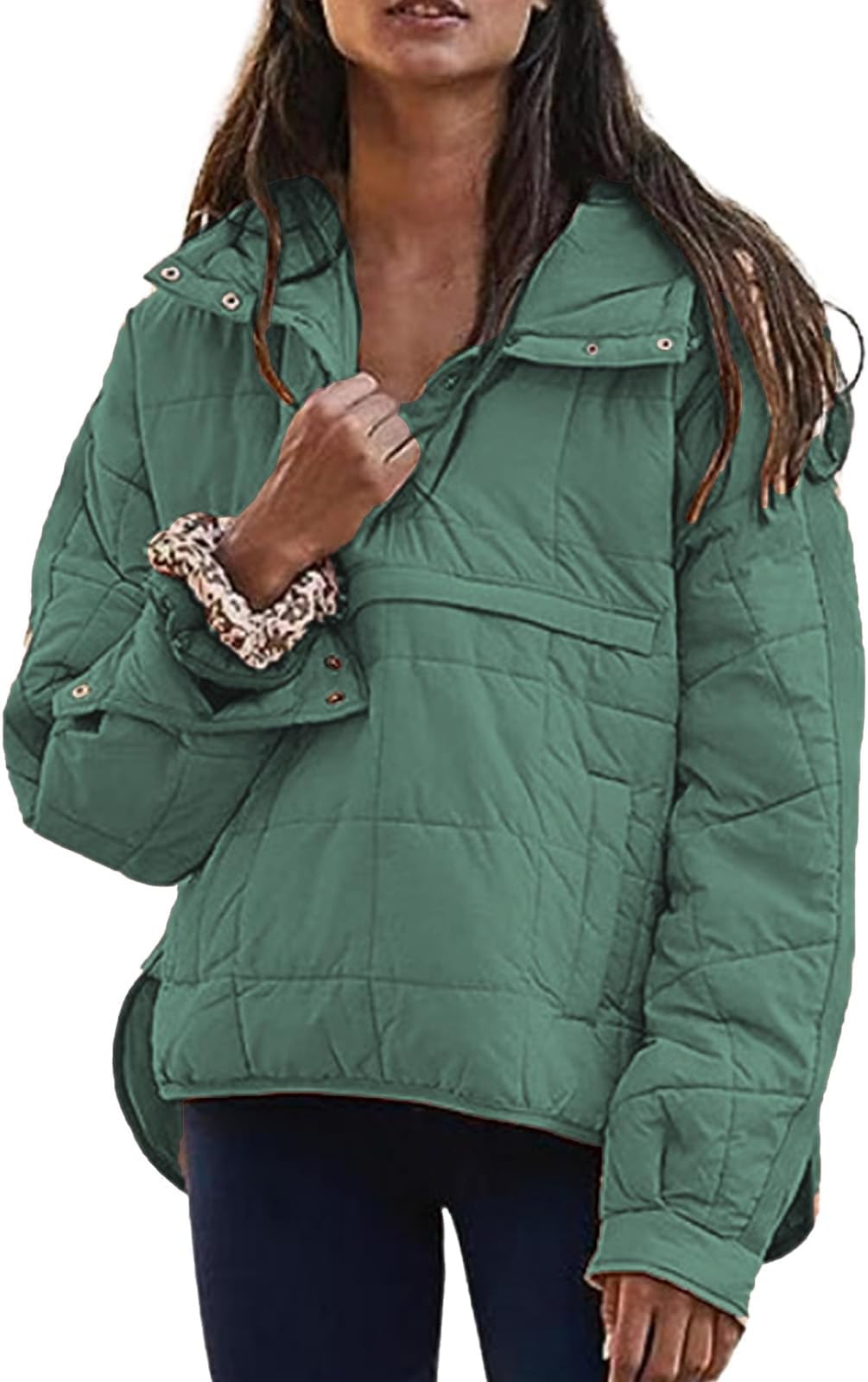 Pullover Puffer Jacket Women Casual Winter Warm Down Thick Long Sleeve Quilted Hoodies Winter Coats Outerwear Lightweight Warm Coat Sale