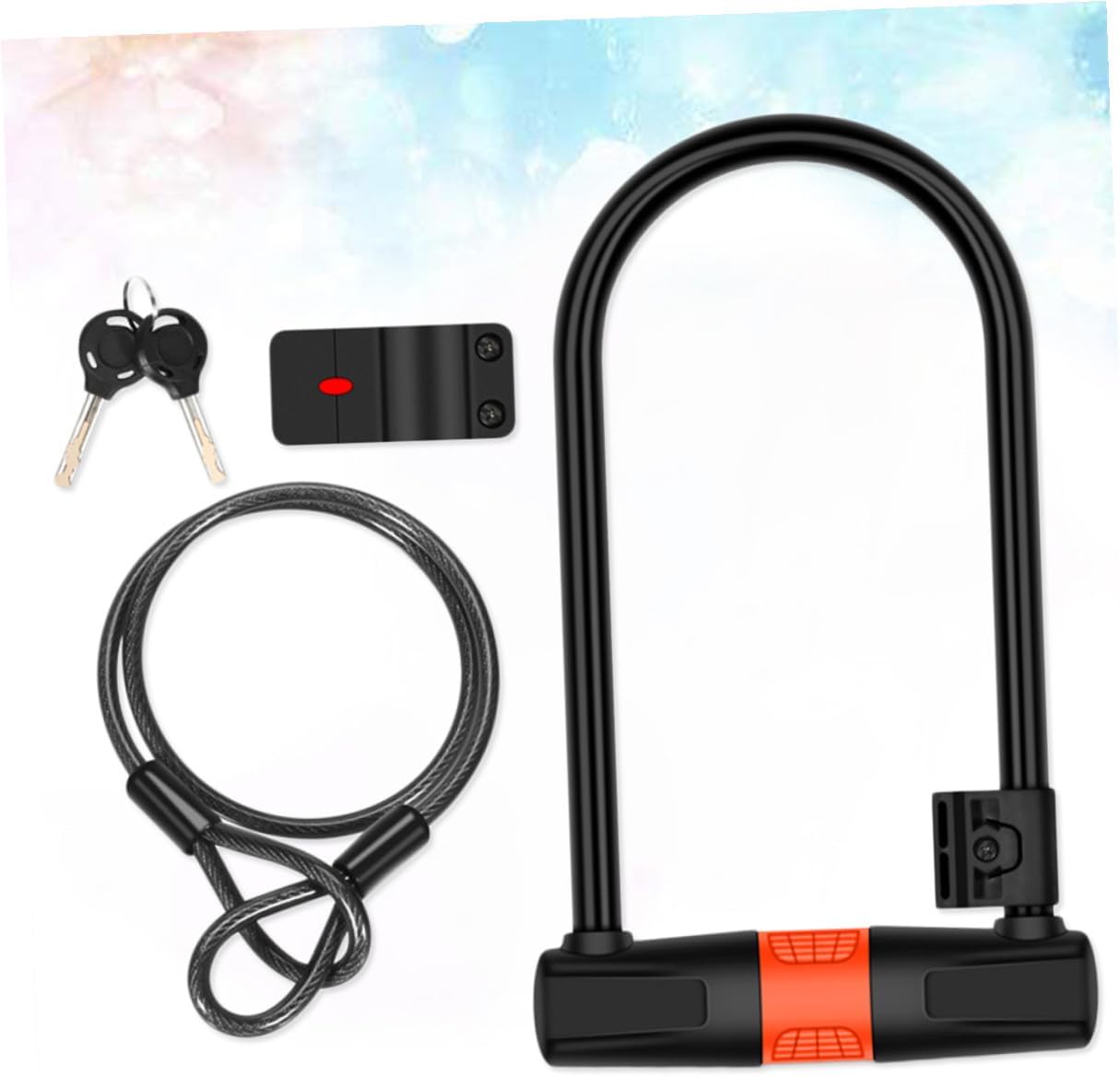 Heavy Duty U-Shaped Bike Lock with High Strength Steel Cable and Double-Sided Anti-Theft Core Thick Solid Alloy Lock Beam for Mountain Electric Bicycle and Motorcycle Security