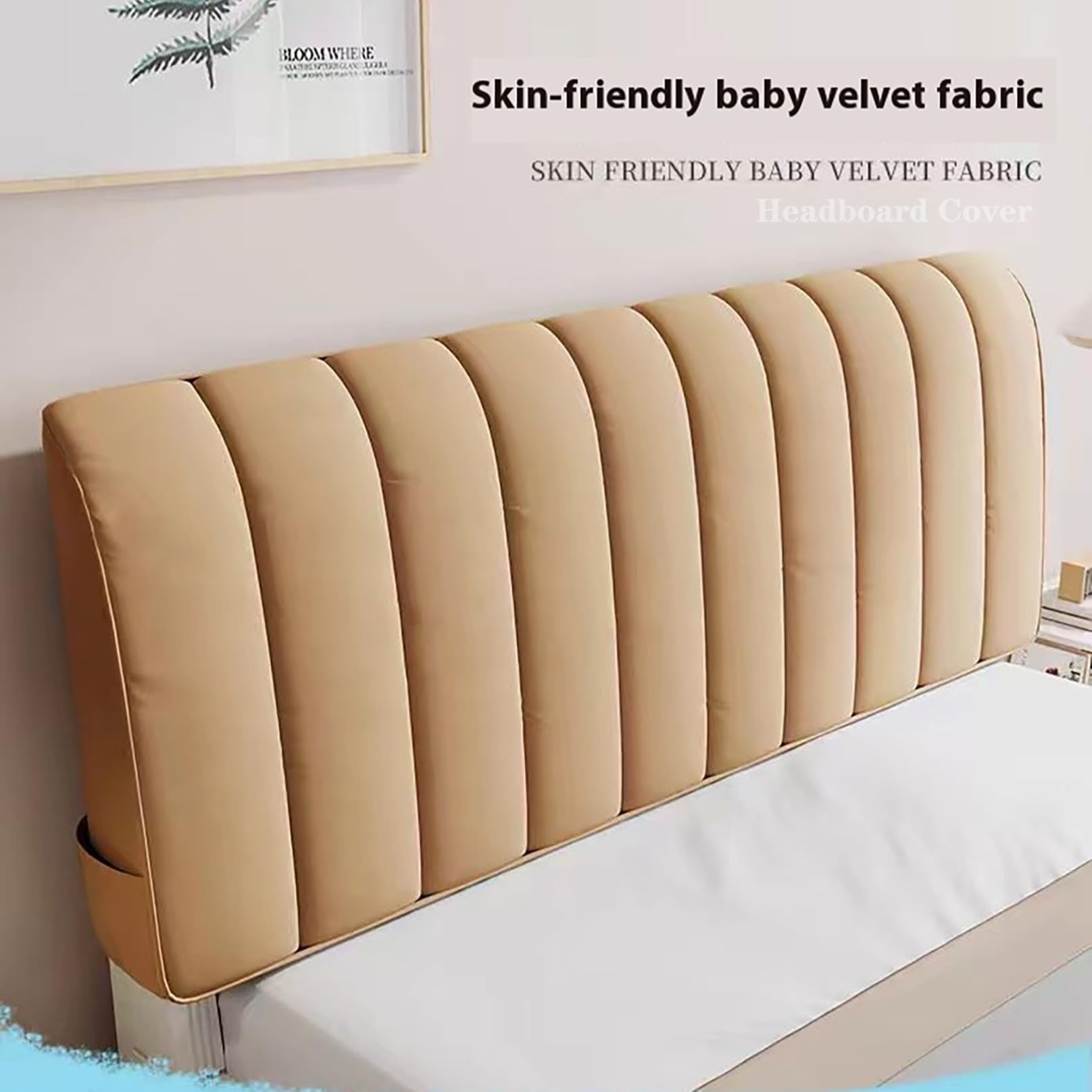 Funda de cabecero lavable de terciopelo para cama individual, a prueba de polvo, elástica y gruesa, diseño todo incluido, adecuado para tamaño Super King A de 100 cm, ideal para decoración de