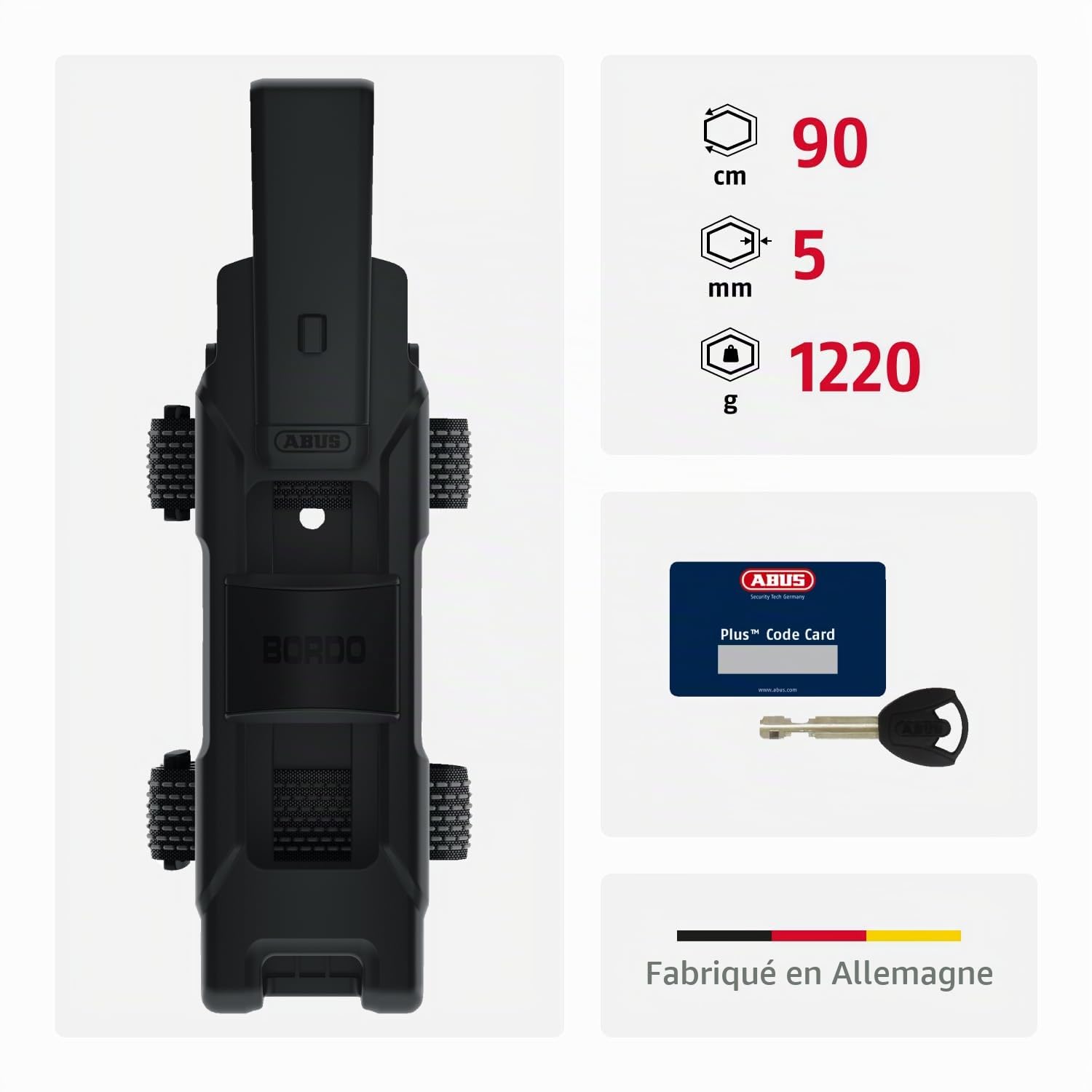 ABUS Antivol Pliable Bordo 6000 St avec Sacoche pour antivol