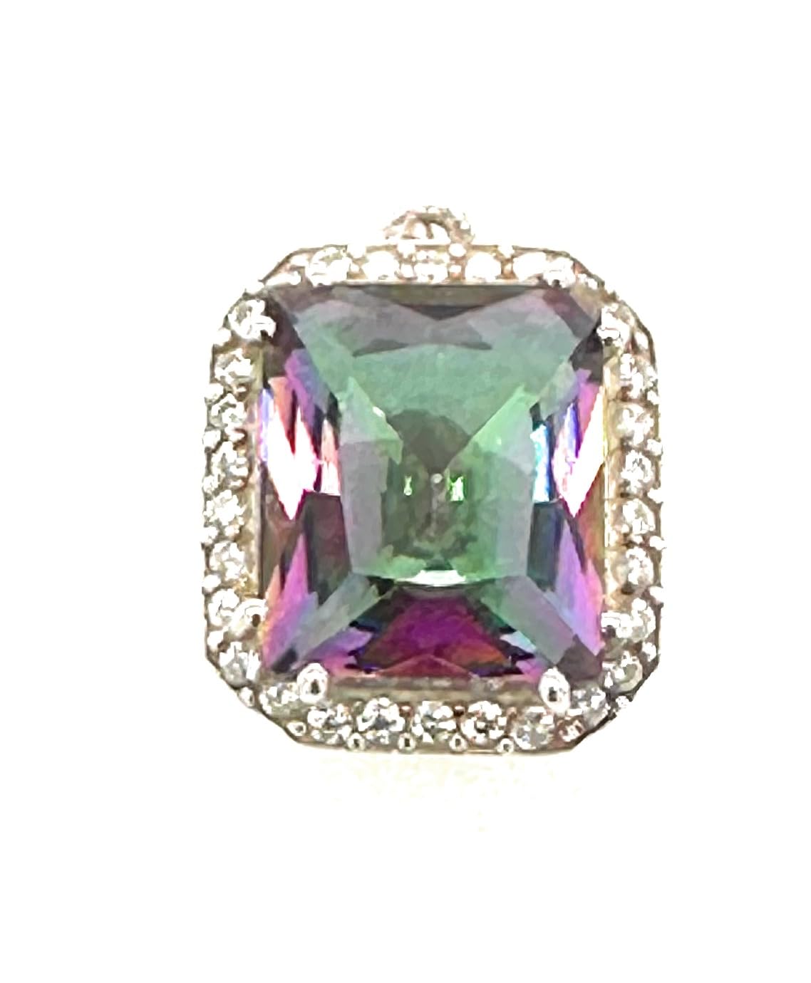 8ct Rainbow mystic Topaz 925 Solid Sterling Silver Pendant 20mm