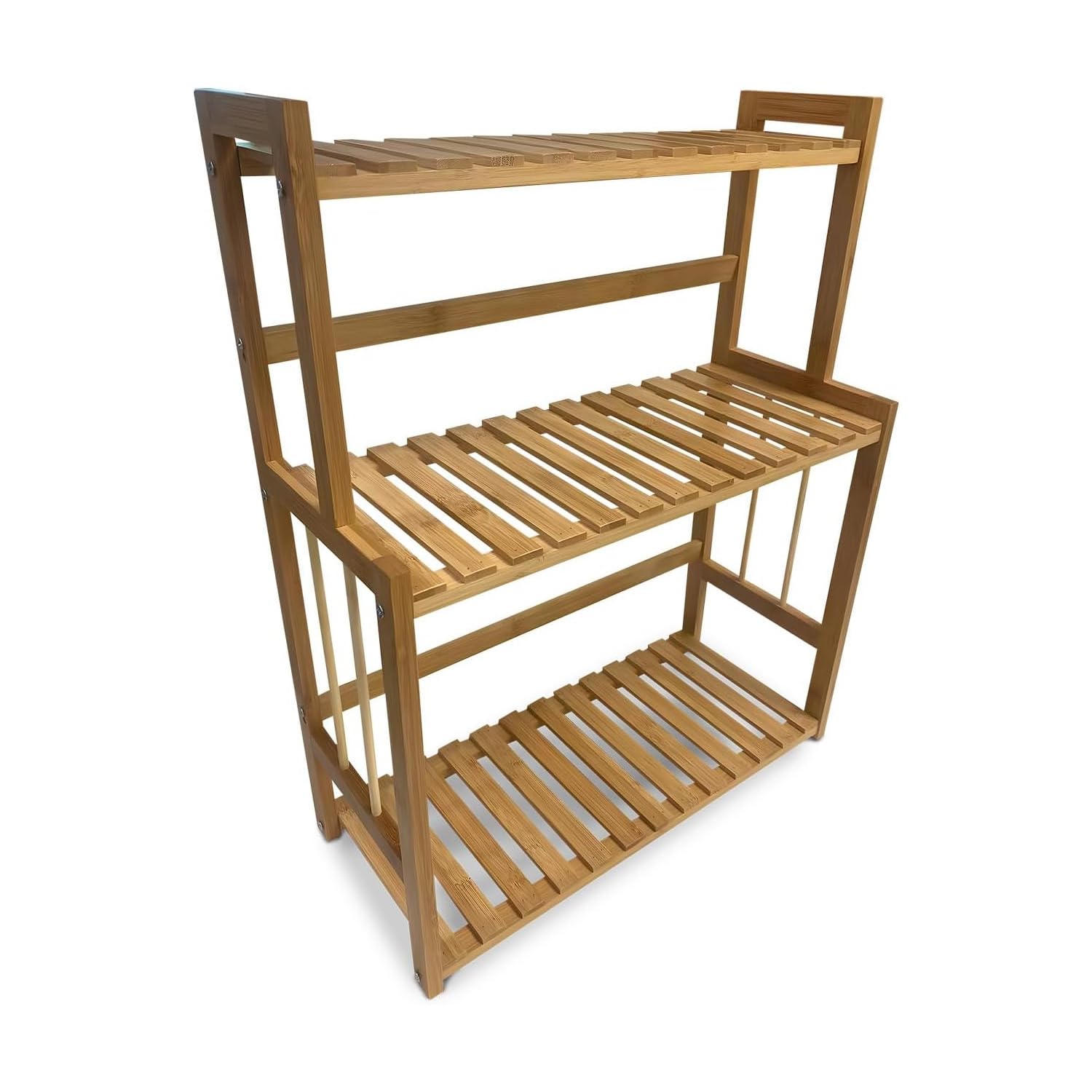 Étagère en bambou pour cuisine et salle de bain meuble de rangement de 3 niveaux