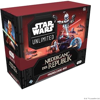 Fantasy Flight Games - Star Wars Unlimited TCG Decline of the Republic PRERELEASE BOX - Start your adventure into the clone wars! Includes 6 booster packs ages 12+ 2+ players 20 minutes German