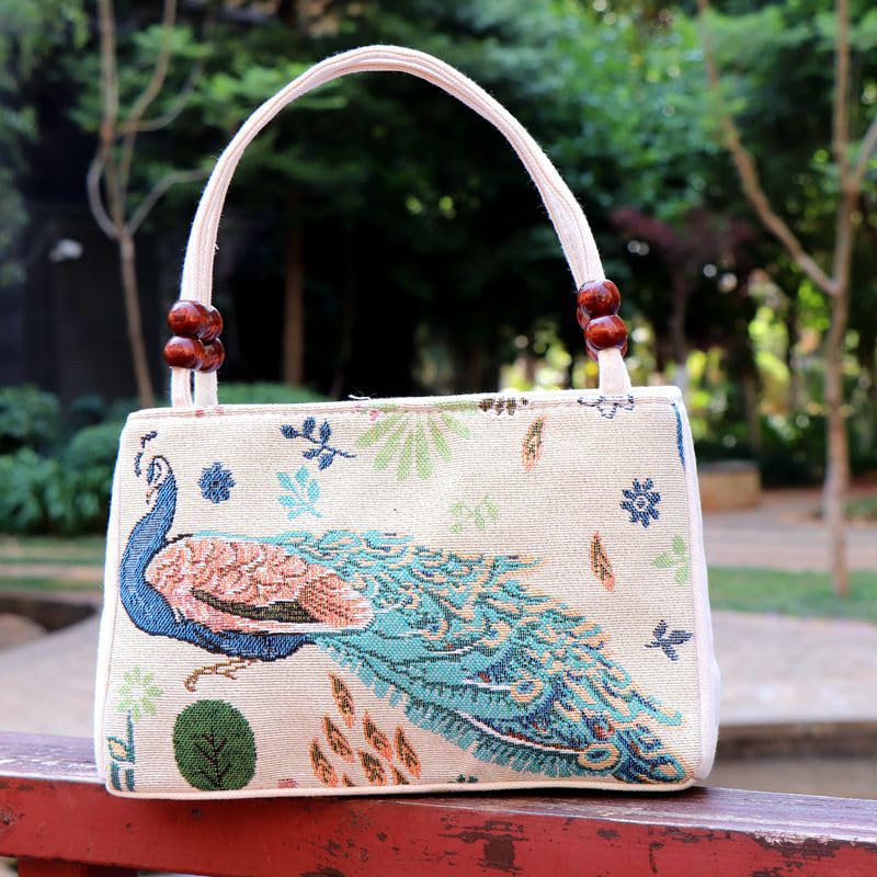Image of Women Retro Embroidery Satchel Handbag Boho Vintage Handmade Double-Sided Animal Ethnic Hobo Tote Purse Shoulder Handbags