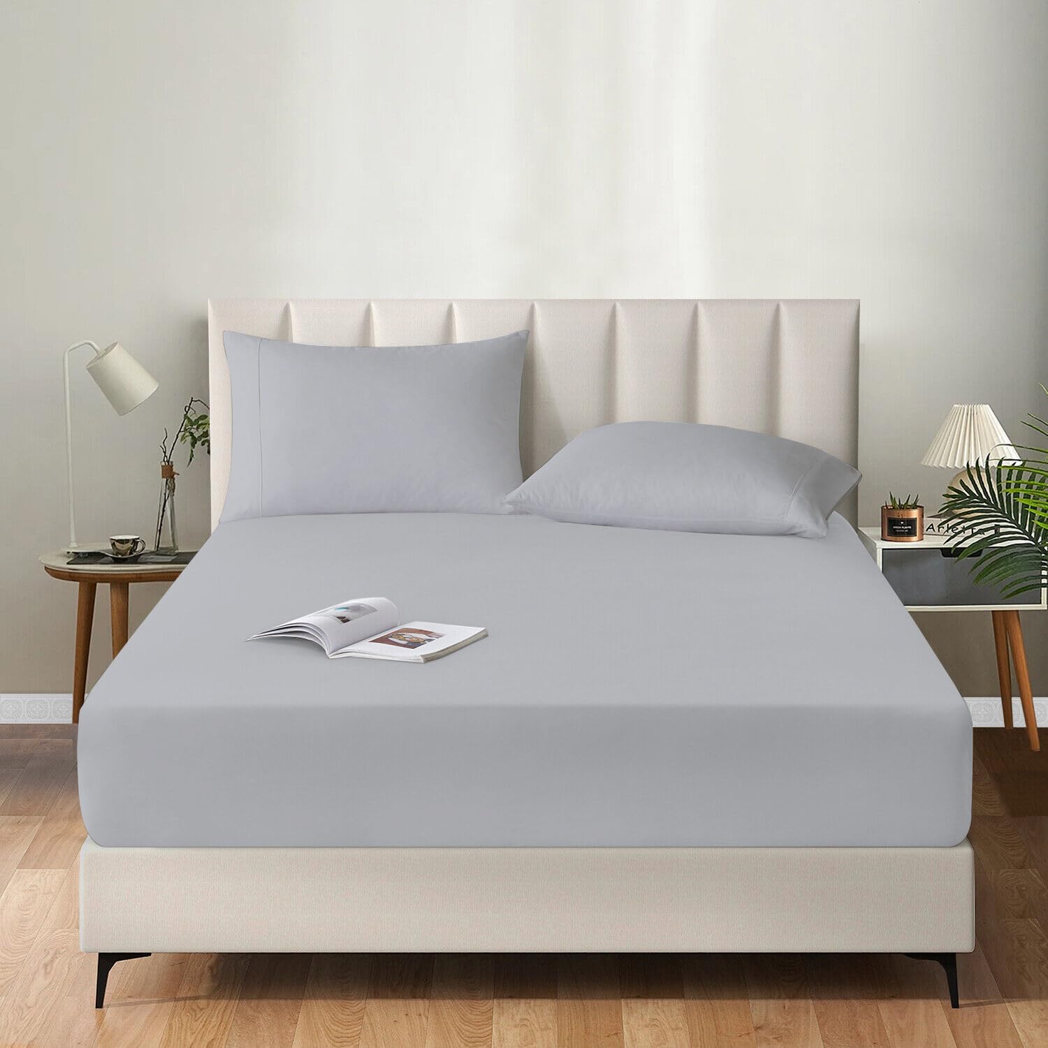 MistyMorning Extra Deep Fitted Sheet 16''/40cm, Egyptian Cotton bed sheets with 200 Thread Count - Image 2